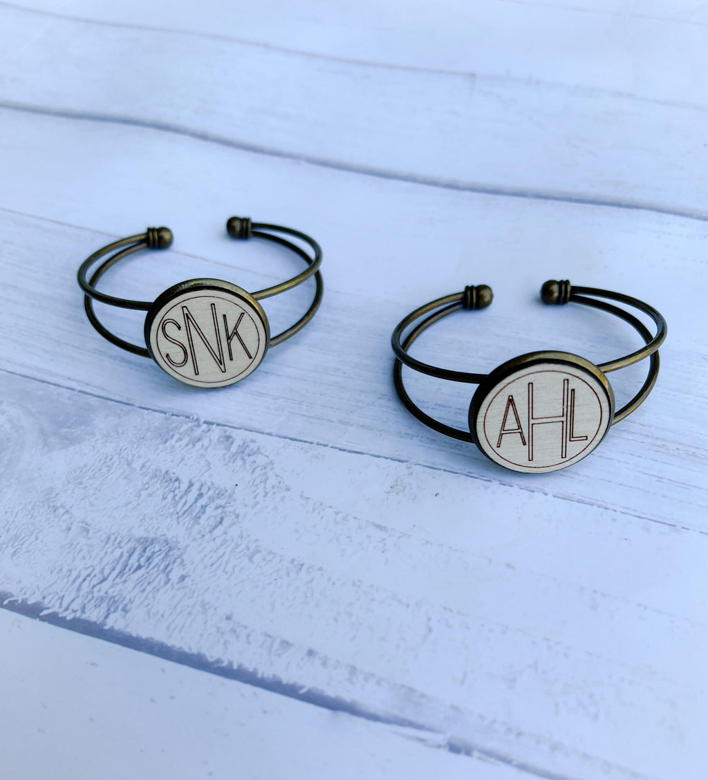 Monogram Bracelet - Personalized Bracelet - Wood Bracelet - Gifts for Mom - Mothers Day Gift - Monogram Gift - Bridesmaid - Gift for Her