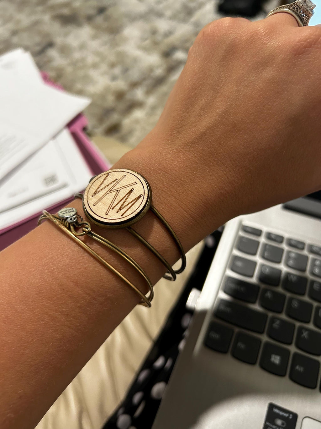 Monogram Bracelet - Personalized Bracelet - Wood Bracelet - Gifts for Mom - Mothers Day Gift - Monogram Gift - Bridesmaid - Gift for Her