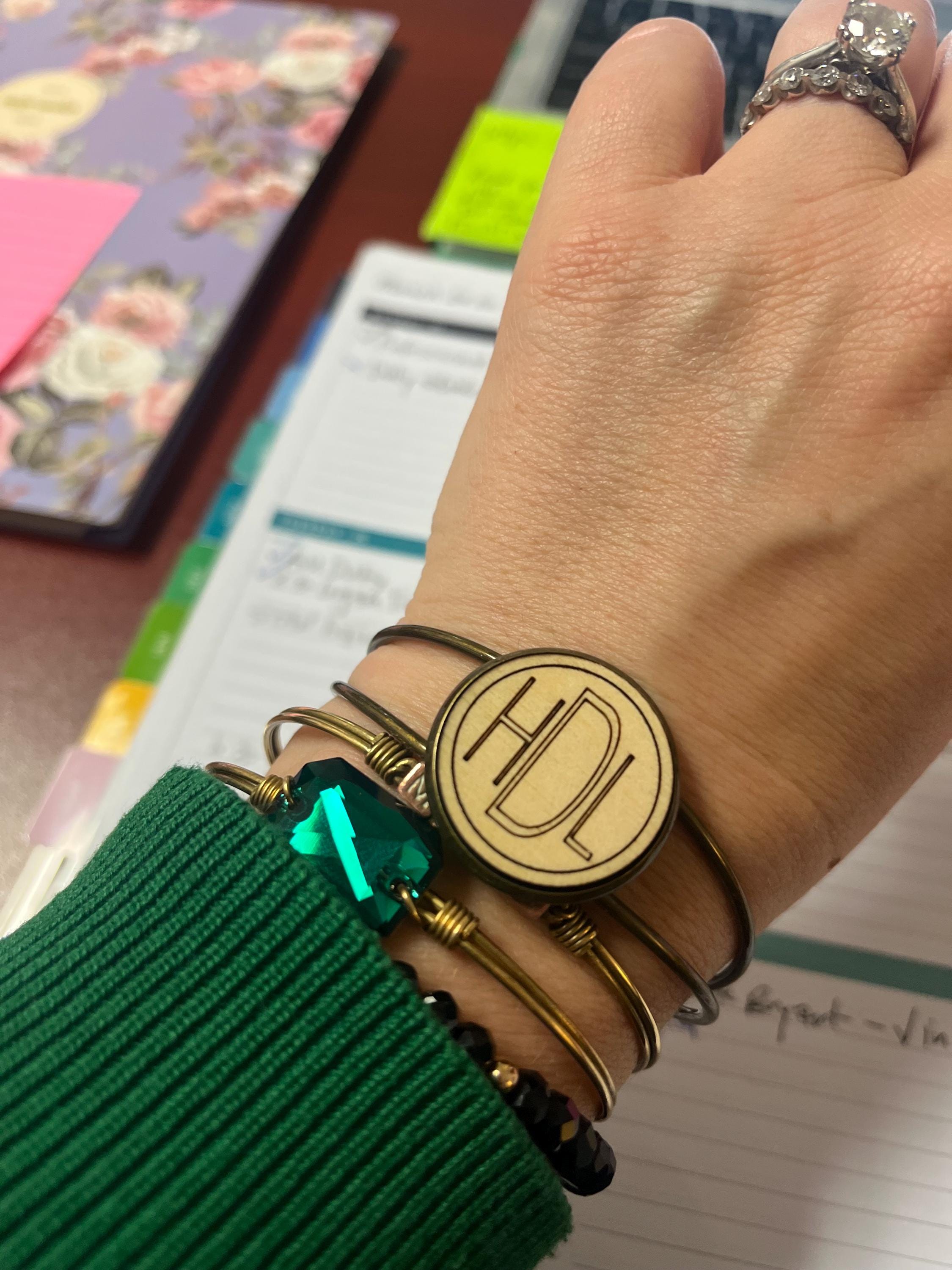 Monogram Bracelet - Personalized Bracelet - Wood Bracelet - Gifts for Mom - Mothers Day Gift - Monogram Gift - Bridesmaid - Gift for Her