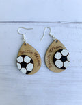 Soccer Earrings - Soccer Mom Earrings - Wood Dangly Earrings - Monogram Earrings - Soccer Gift