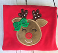 Girls Christmas Reindeer Applique Shirt