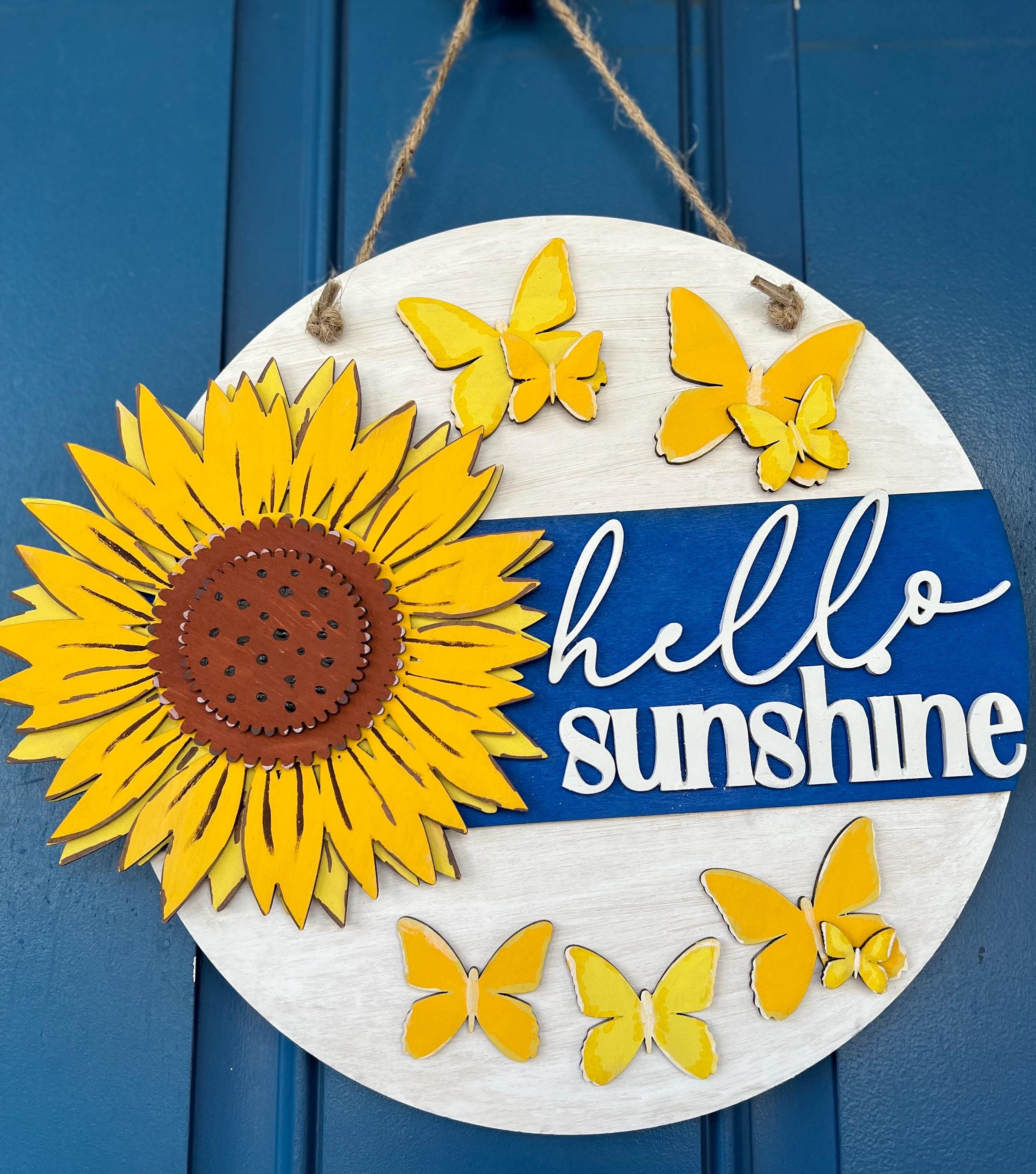 Hello Sunshine Door Hanger - Spring Door Hanger - Sunflower Sign - Door Hanger - Welcome Sign - Fall Door Hanger - Decor