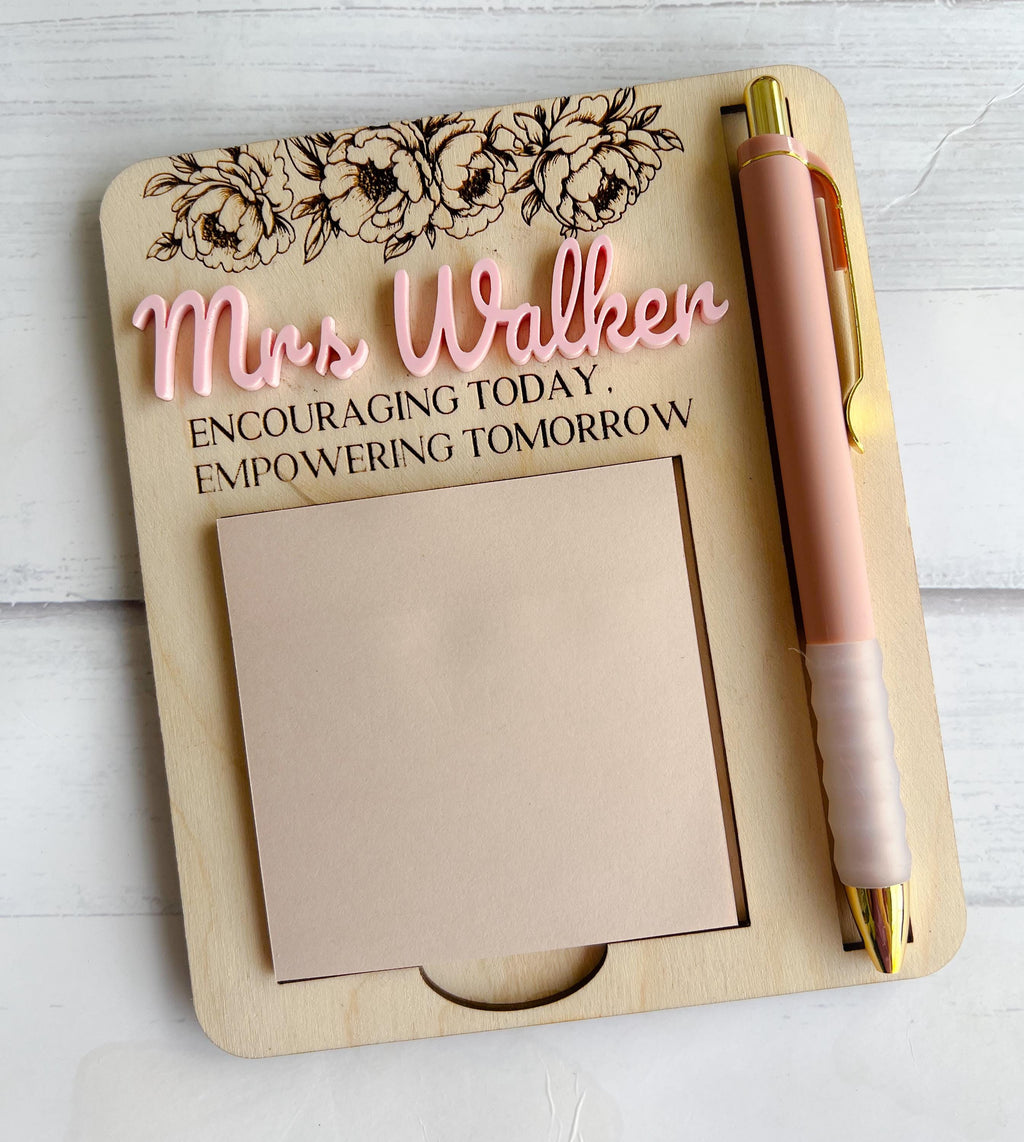 Teacher Sticky Pad Note Holder - Personalized Note Holder - Monogrammed Note Holder - Teacher Gift