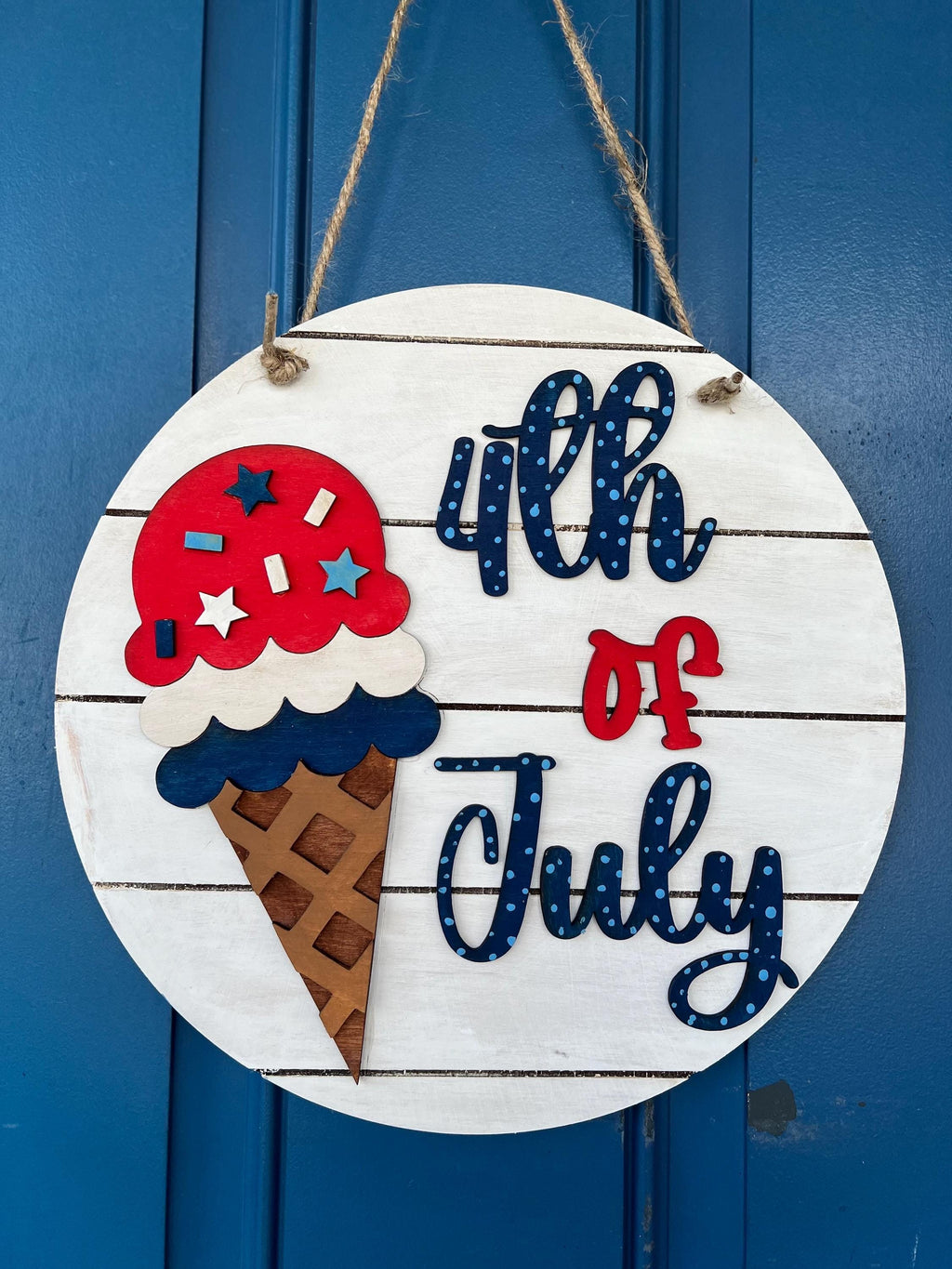 Patriotic Door Hanger - 4th of July Door Hanger - Door Hanger - Holiday Decor - Red, White, and Blue