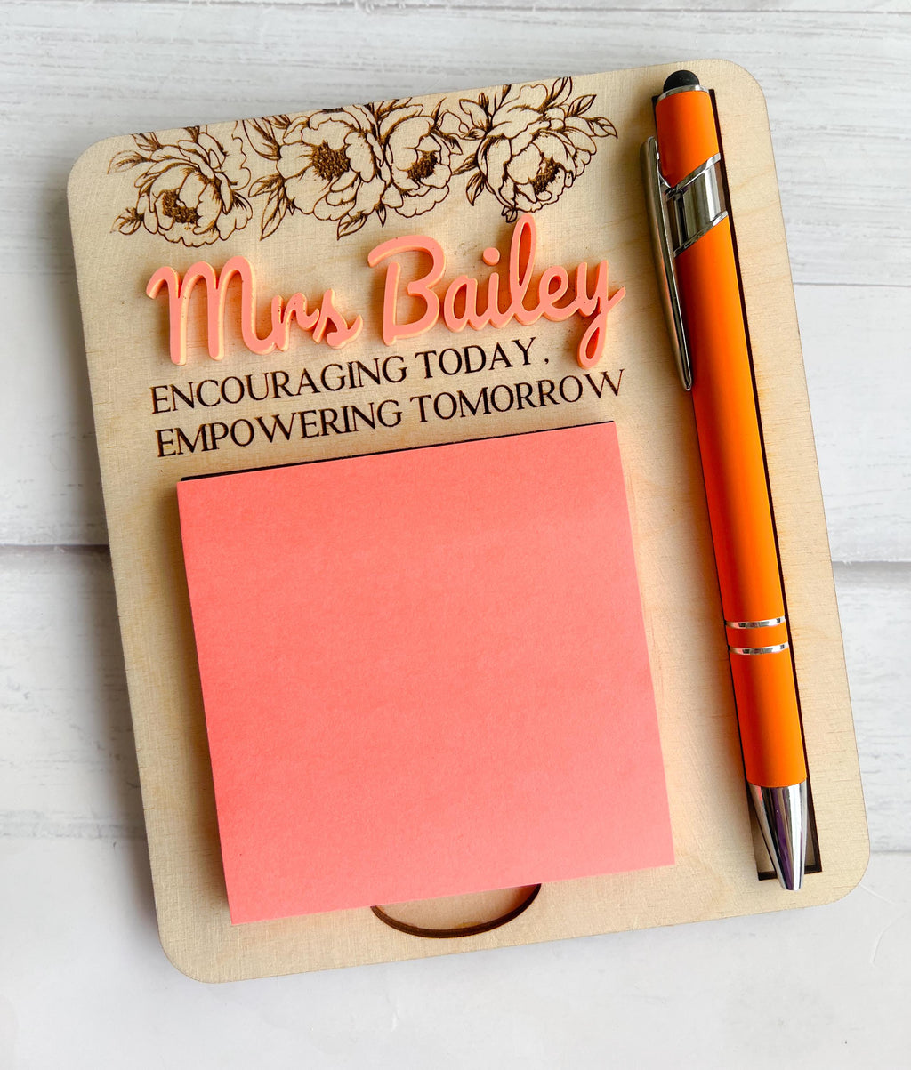 Teacher Sticky Pad Note Holder - Personalized Note Holder - Monogrammed Note Holder - Teacher Gift