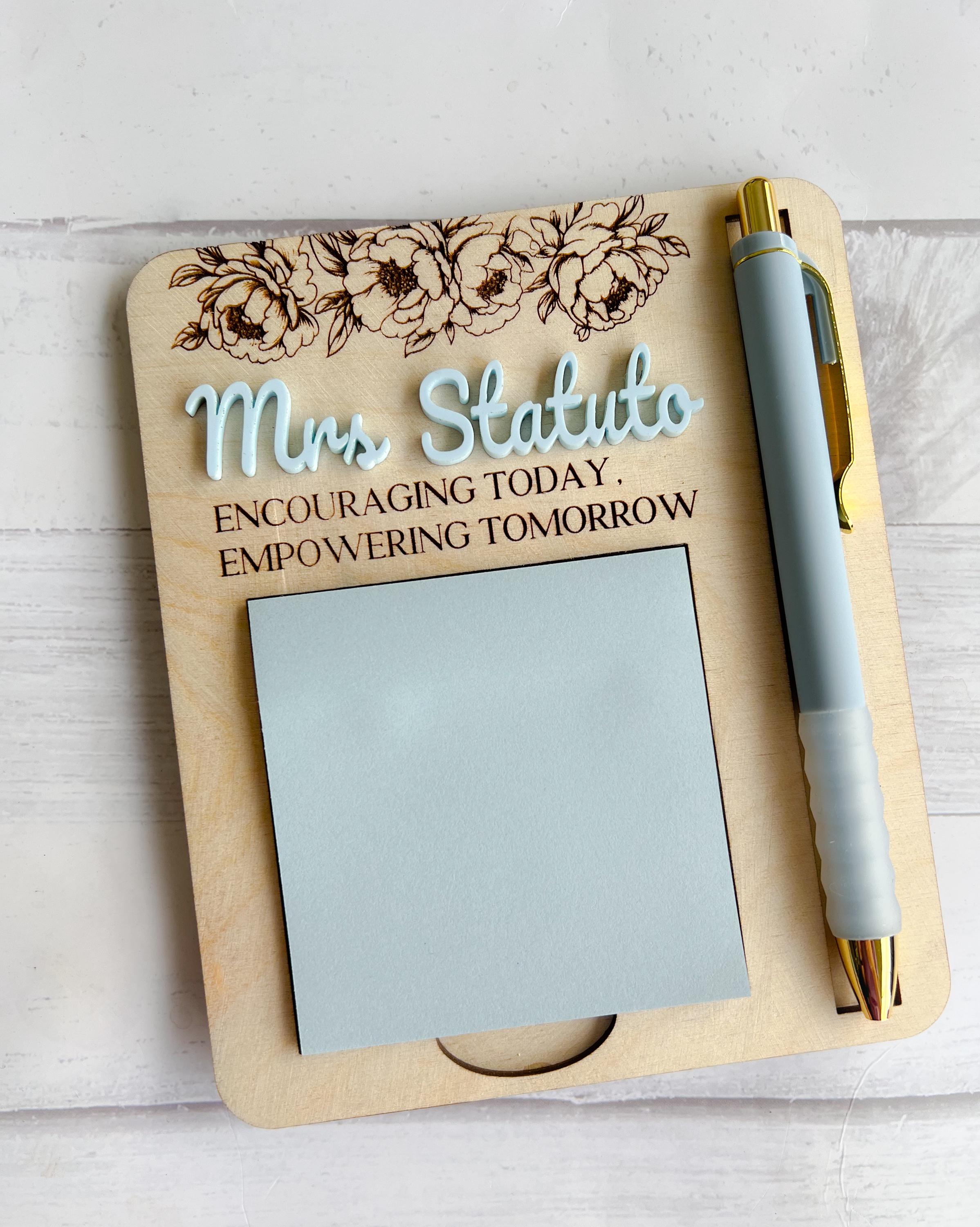 Teacher Sticky Pad Note Holder - Personalized Note Holder - Monogrammed Note Holder - Teacher Gift