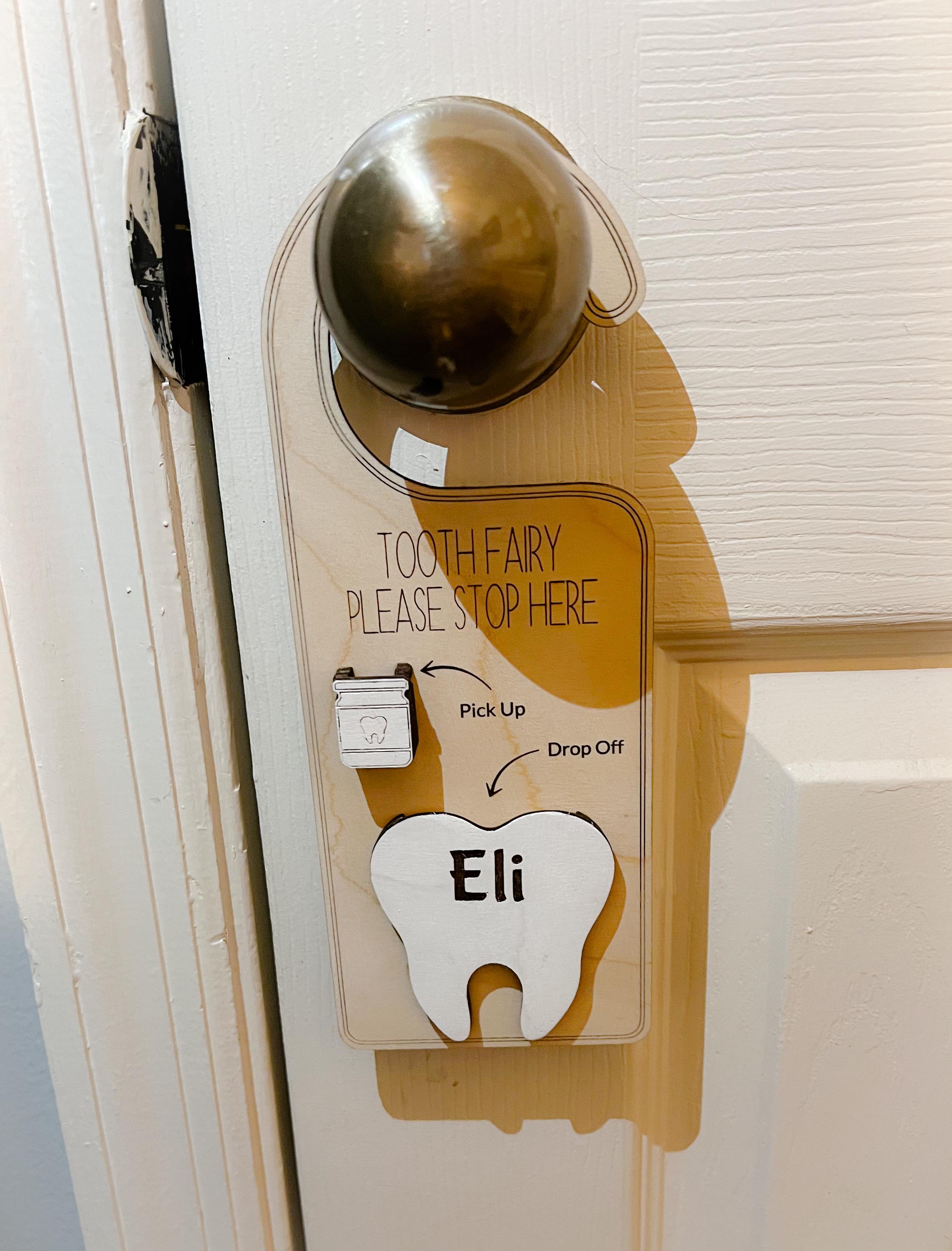 Tooth Fairy Door Hanger - Personalized Tooth Door Hanger - Tooth Fairy Sign - Tooth Fairy Holder