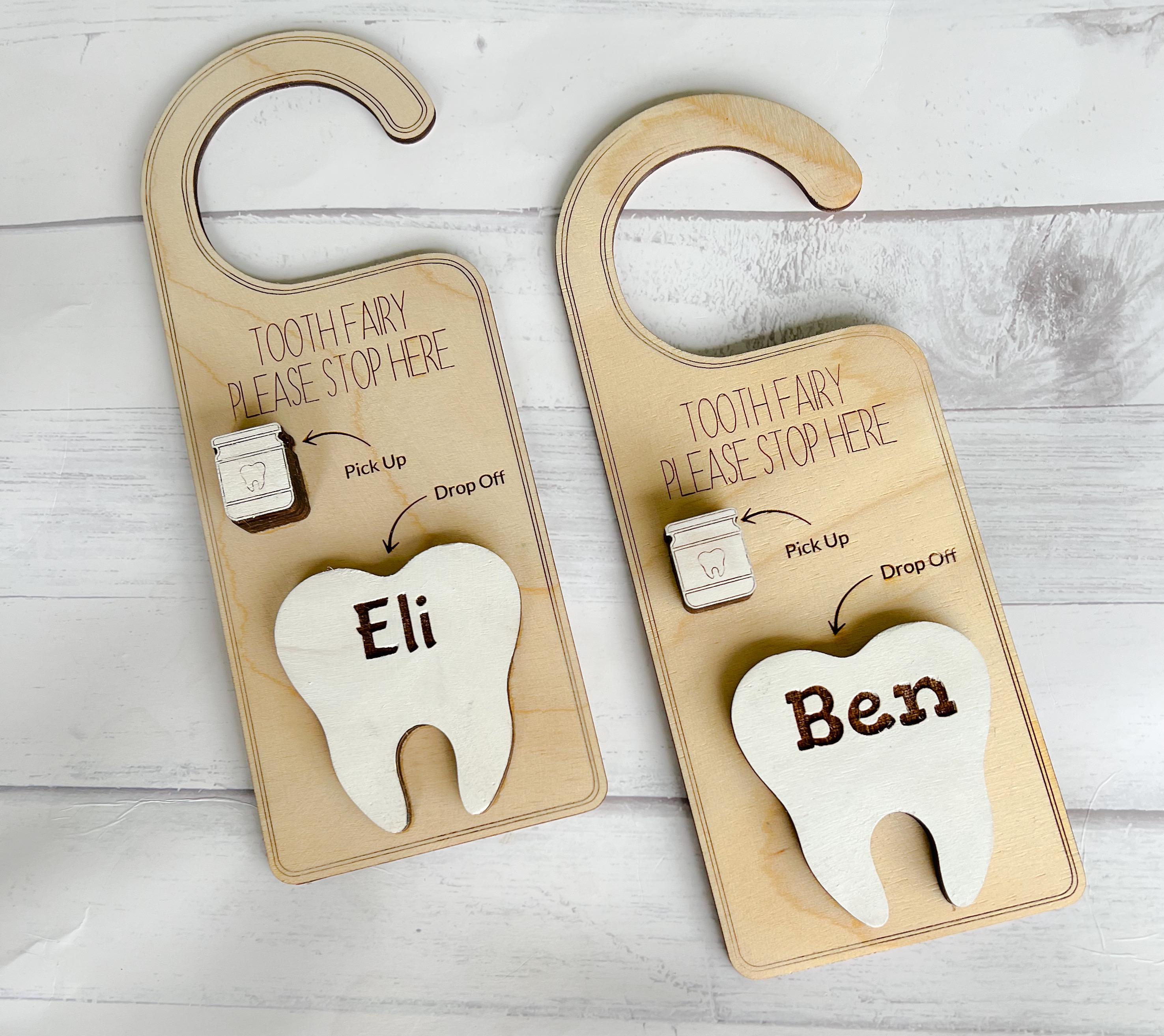 Tooth Fairy Door Hanger - Personalized Tooth Door Hanger - Tooth Fairy Sign - Tooth Fairy Holder