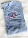 Flag Embroidered Tee - Comfort Colors Monogrammed Patriotic T-Shirt - Women’s Patriotic Tee - 4th of July