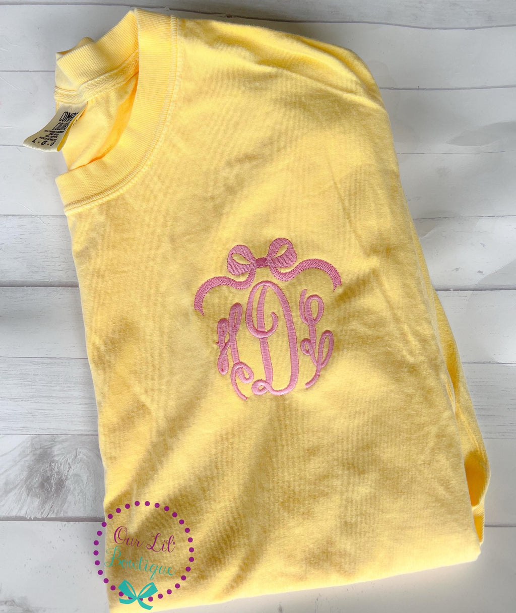 Bow Monogram Comfort Colors Sweatshirt - Personalized Womens Sweatshirt