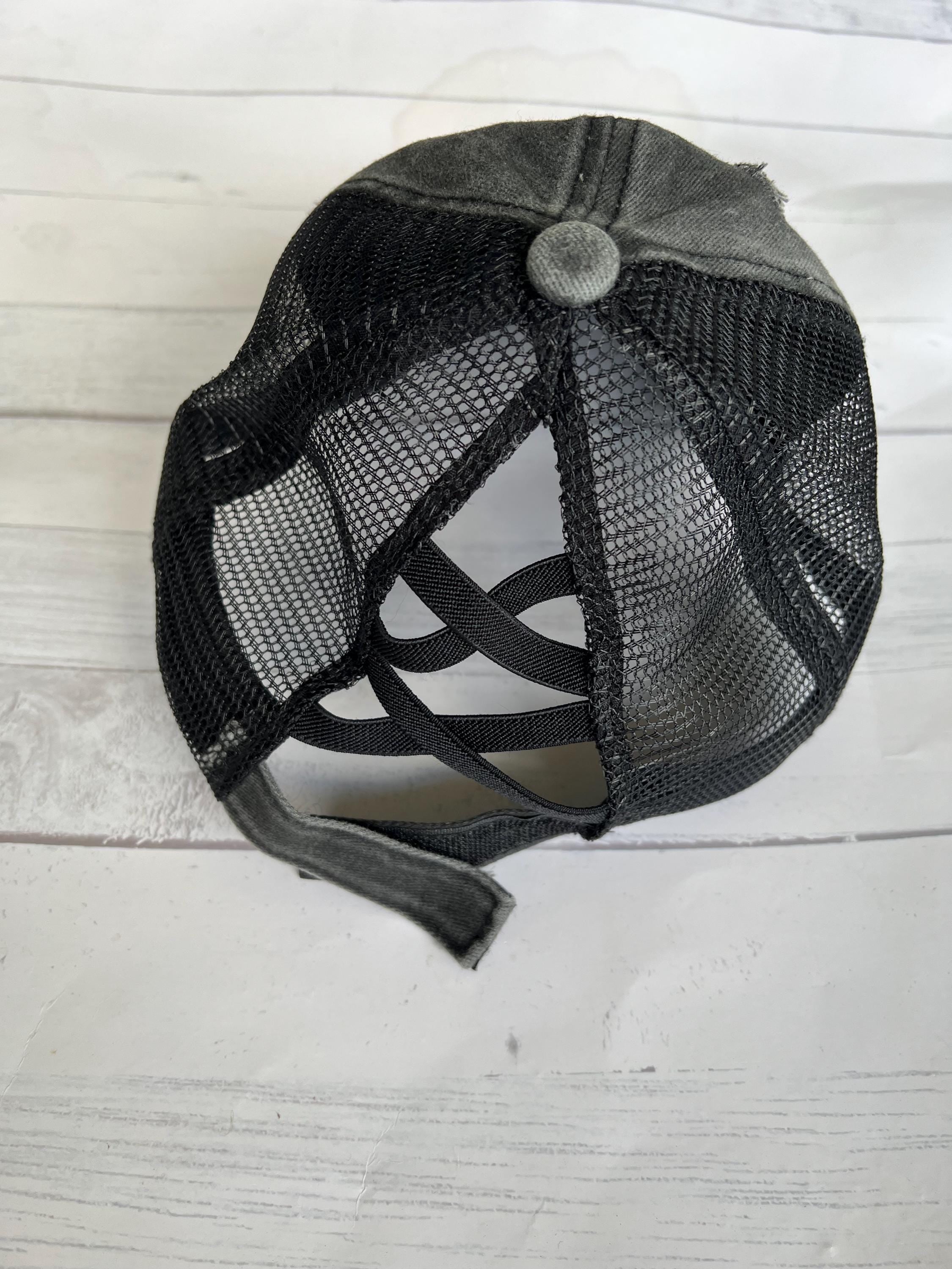 Flag Monogram Baseball Hat: Personalized Women's Ponytail Cap