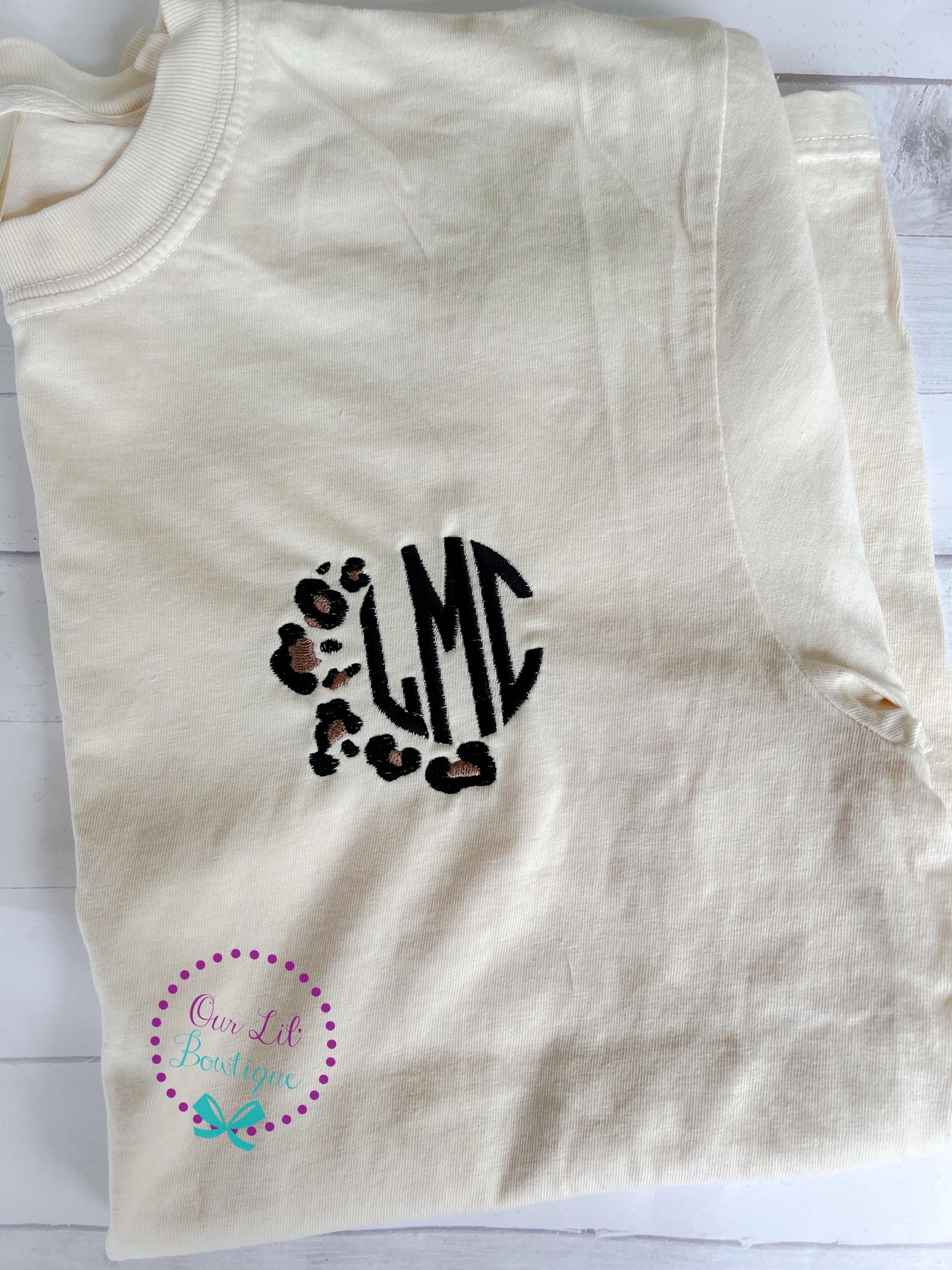 Leopard Monogram Comfort Colors Tee - Personalized Short Sleeve T-Shirt