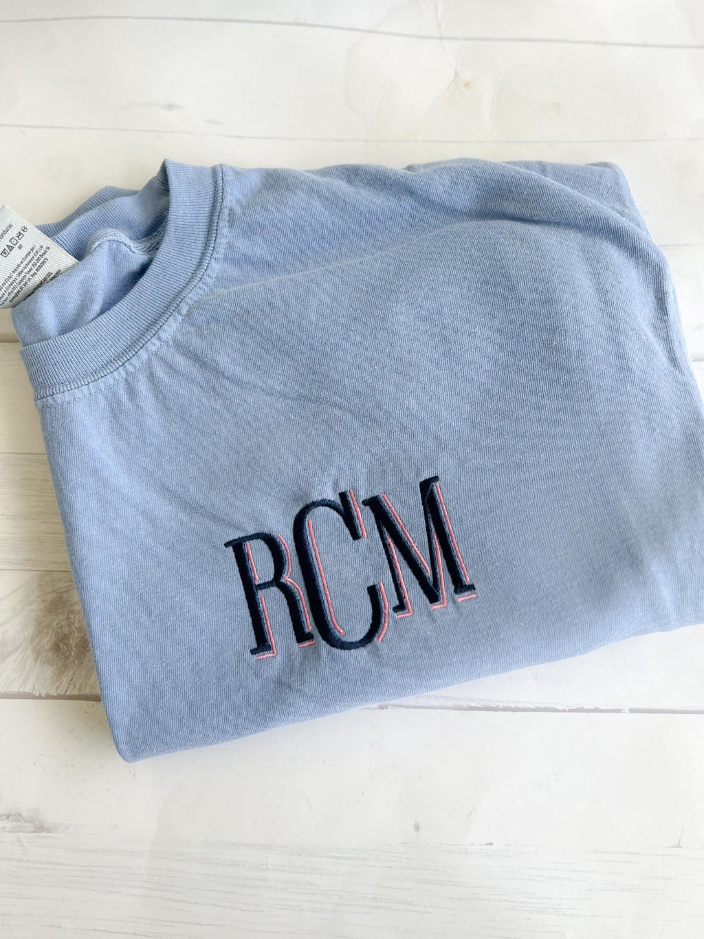 Two-Tone Monogram Comfort Colors T-Shirt - Personalized Cotton Tee - Monogram Tee