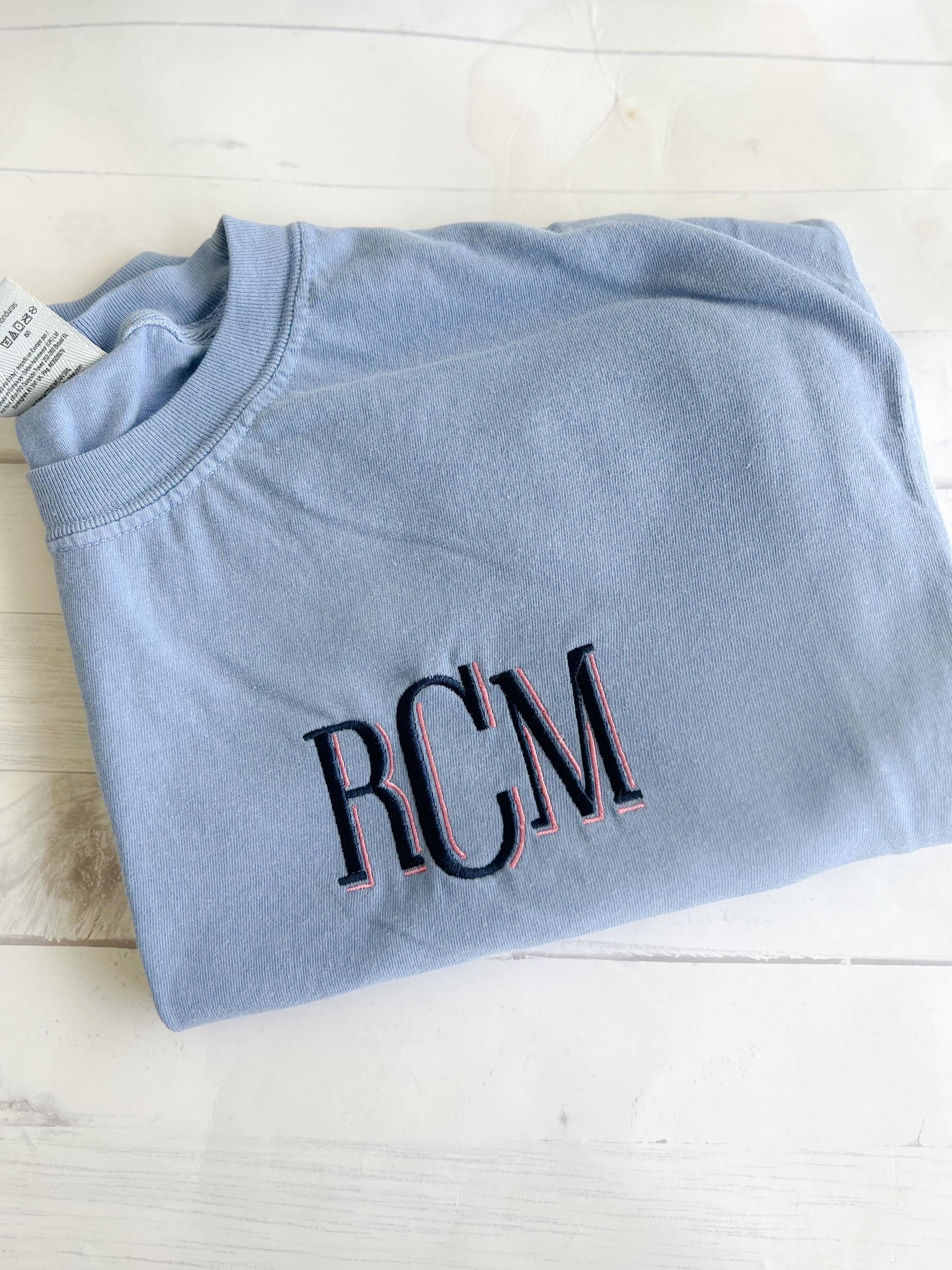 Two-Tone Monogram Comfort Colors T-Shirt - Personalized Cotton Tee - Monogram Tee