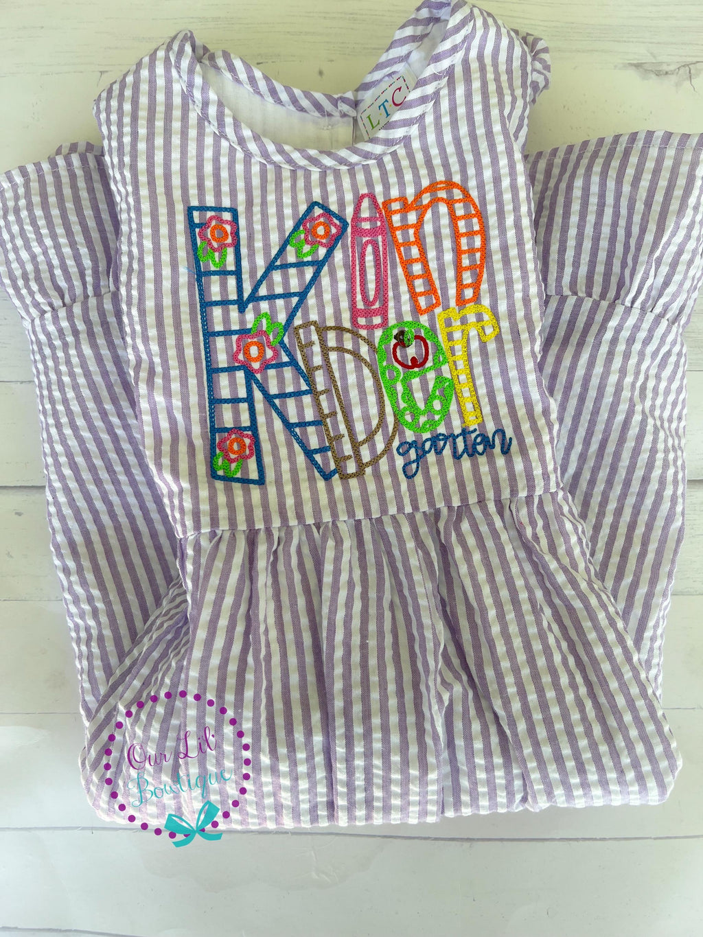 Embroidered Seersucker School Dress or Shirt: Back to School
