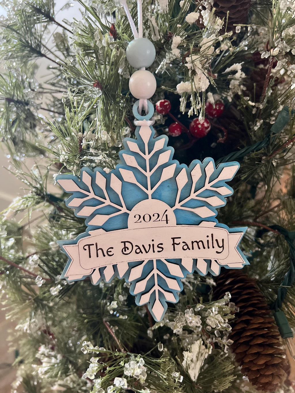 Snowflake Ornament - Christmas Ornament - Snowflake Family Ornament - Gift for Her - Snowflake Gift