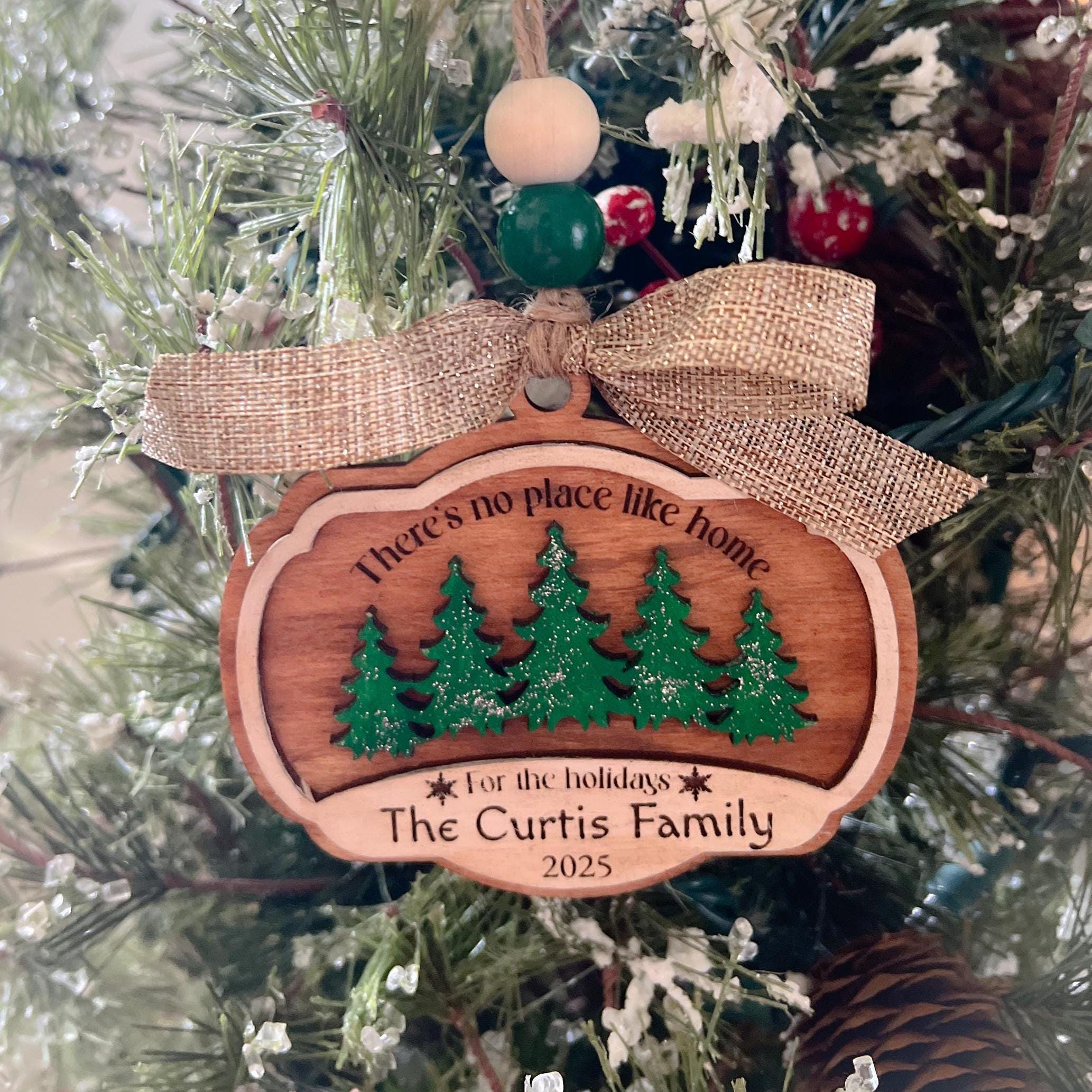 Christmas Tree Ornament - Family Name Ornament - Laser cut Wood Christmas Ornament - Rustic Decor - Decor - Personalized Family Ornament