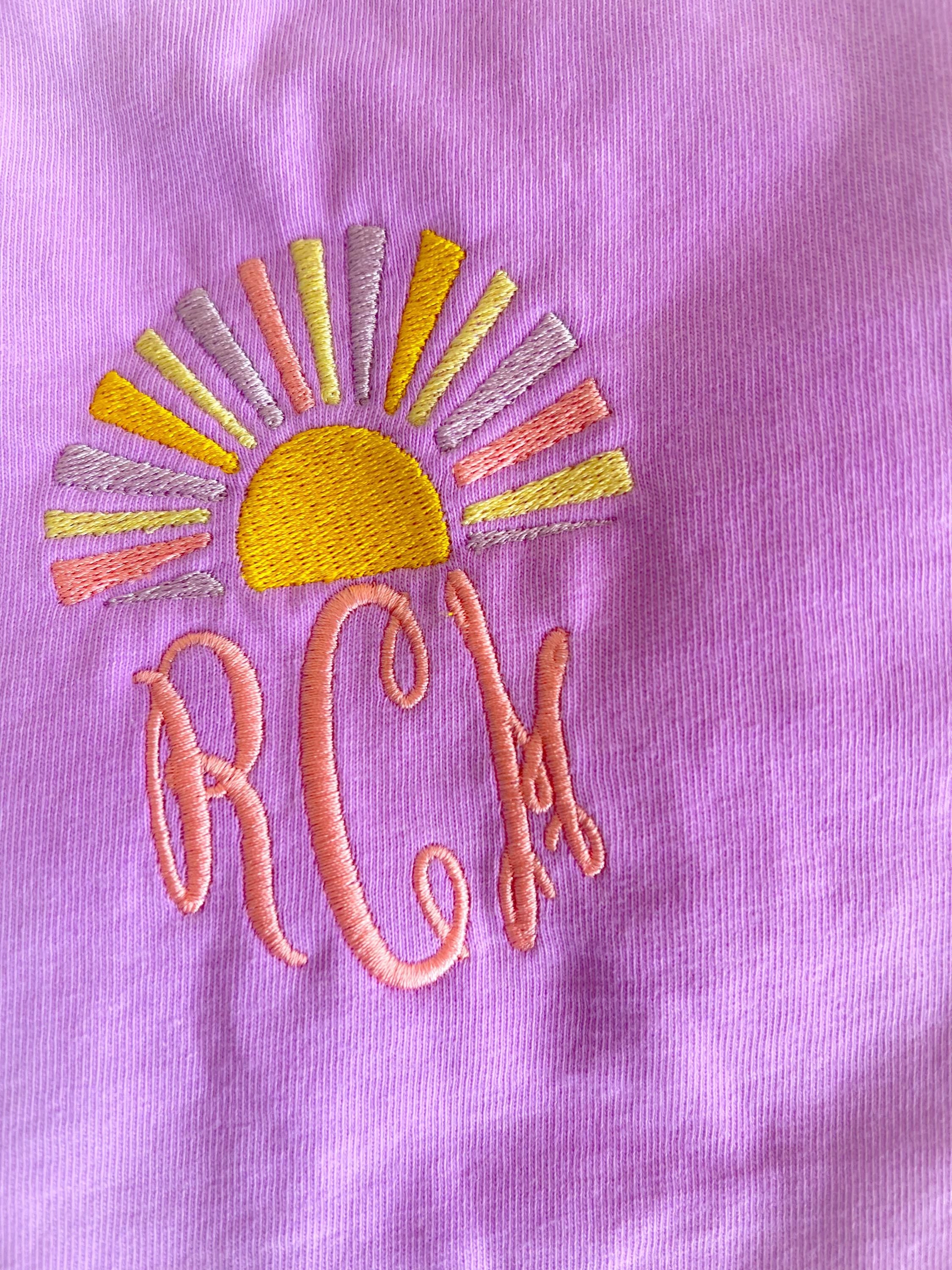 Embroidered Sunshine Pocket Tee: Comfort Colors Monogram Shirt