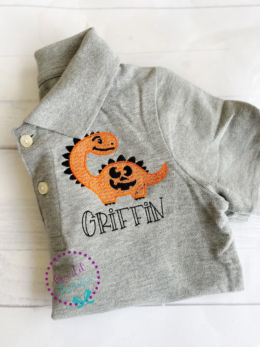 Personalized Halloween Dinosaur Polo Shirt - Embroidered Boys Dino Shirt - Halloween Shirt - Boys Polo