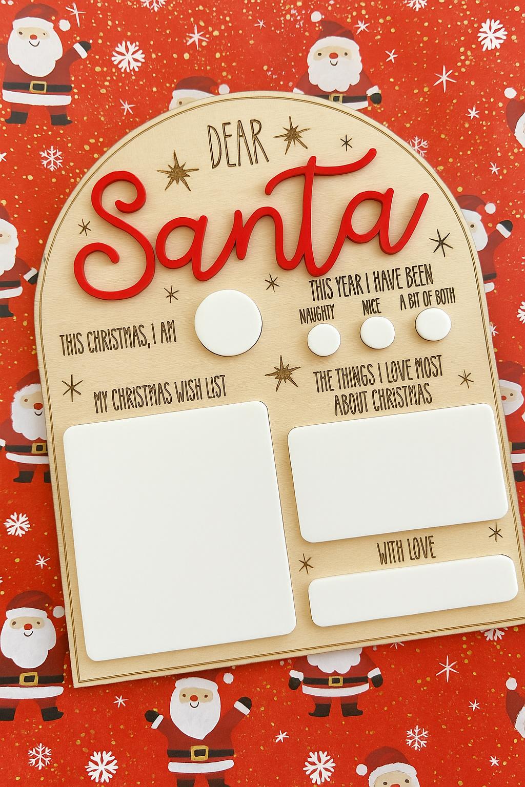 Dear Santa Sign, Letter to Santa, Christmas Photo Prop, Reusable Acrylic Sign, Picture Prop, Christmas Decor, Christmas Sign, Santa Letter
