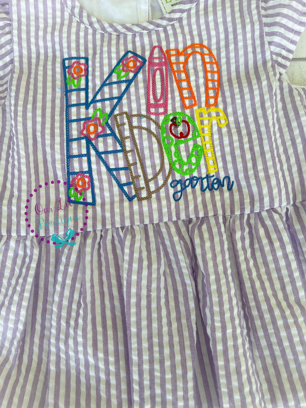Embroidered Seersucker School Dress or Shirt: Back to School