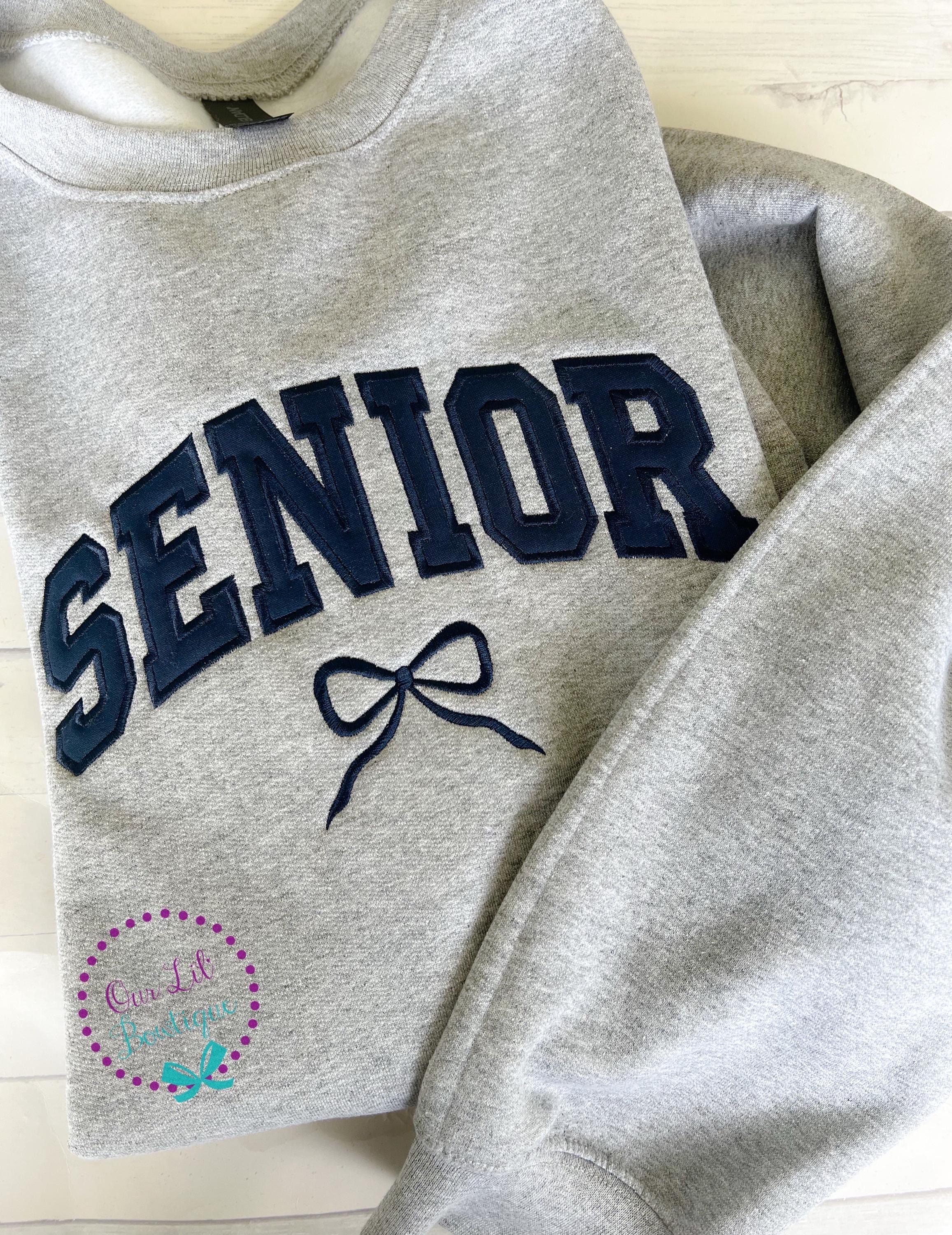 Senior Sweatshirt - Senior Year Sweatshirt - Graduation - Embroidered Sweatshirt - Senior Bow Crewneck Sweatshirt - Senior Coquette Bow