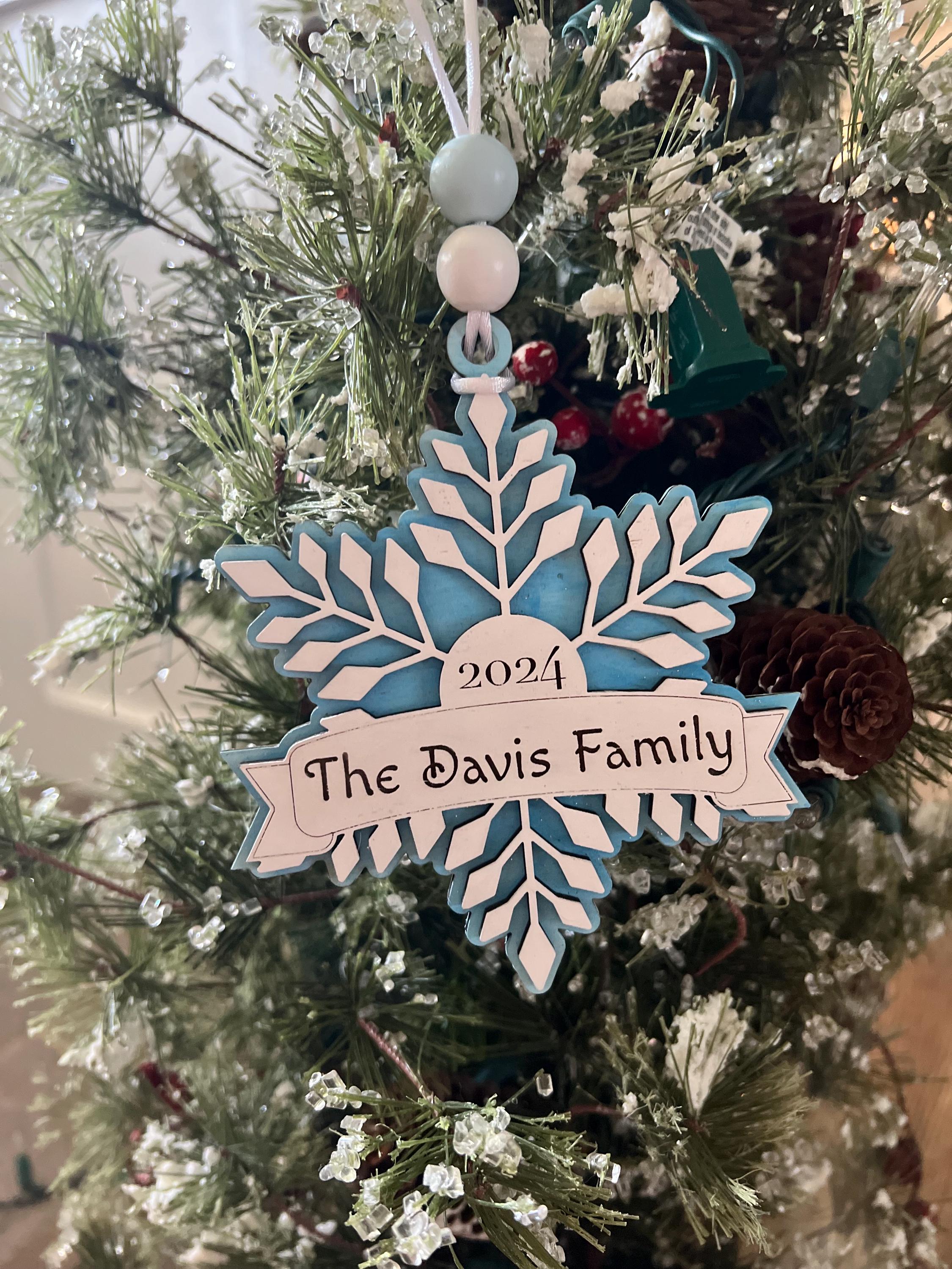 Snowflake Ornament - Christmas Ornament - Snowflake Family Ornament - Gift for Her - Snowflake Gift