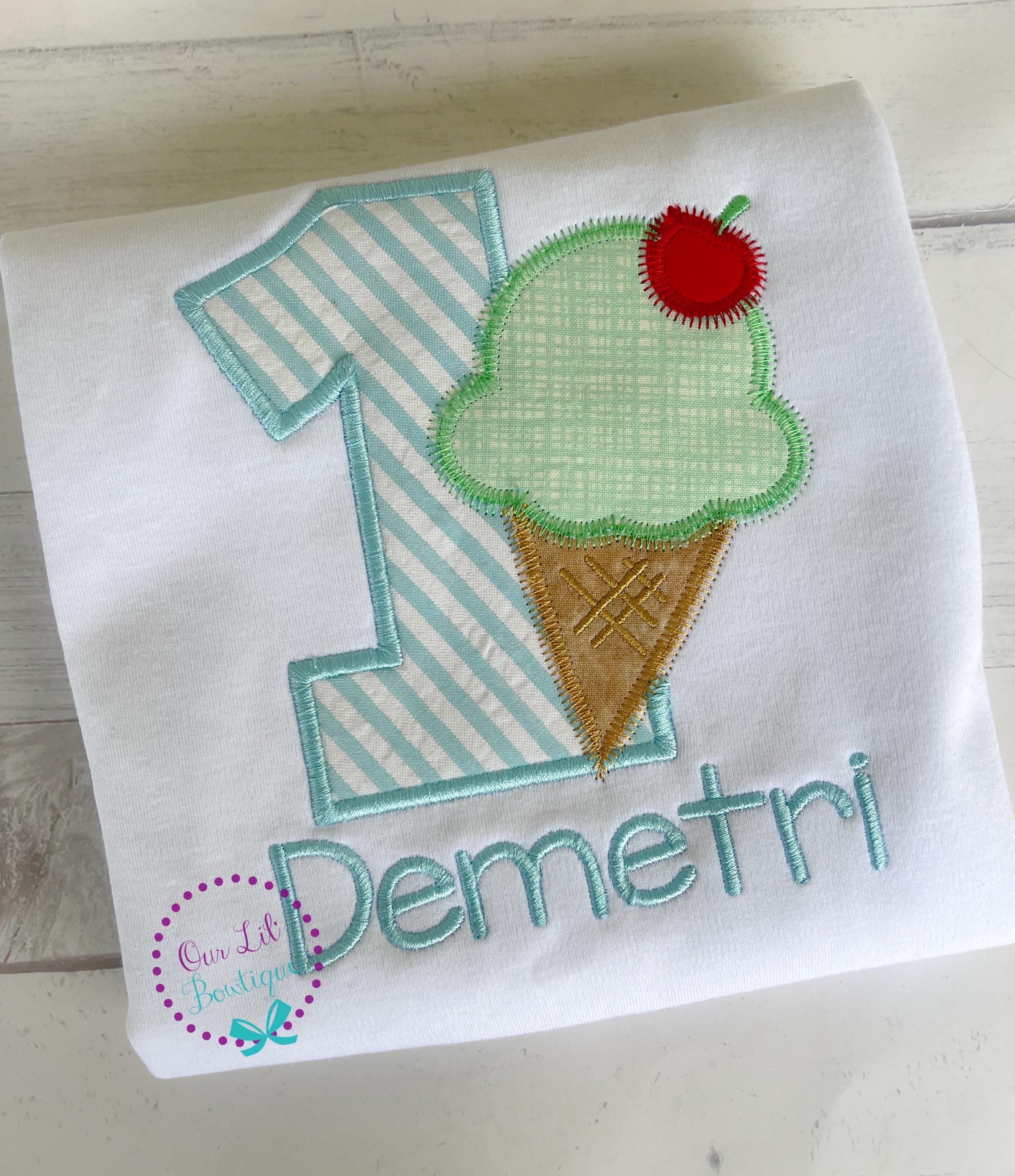 Personalized Boys Ice Cream Birthday Shirt