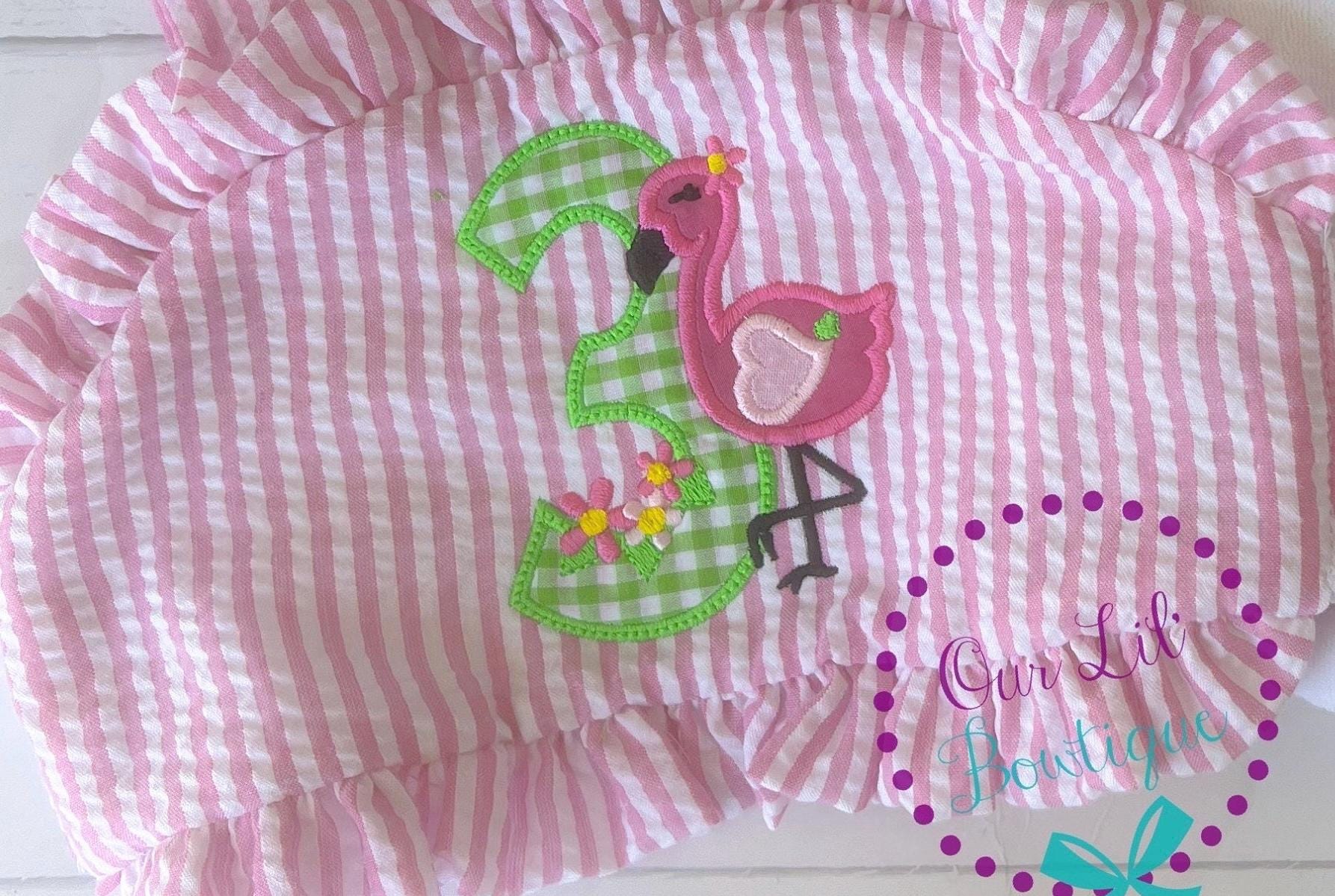 Flamingo Bathing Suit - Monogrammed Seersucker Bathing Suit - Bathing Suit - Flamingo Bathing Suit - Gingham - One in the Sun
