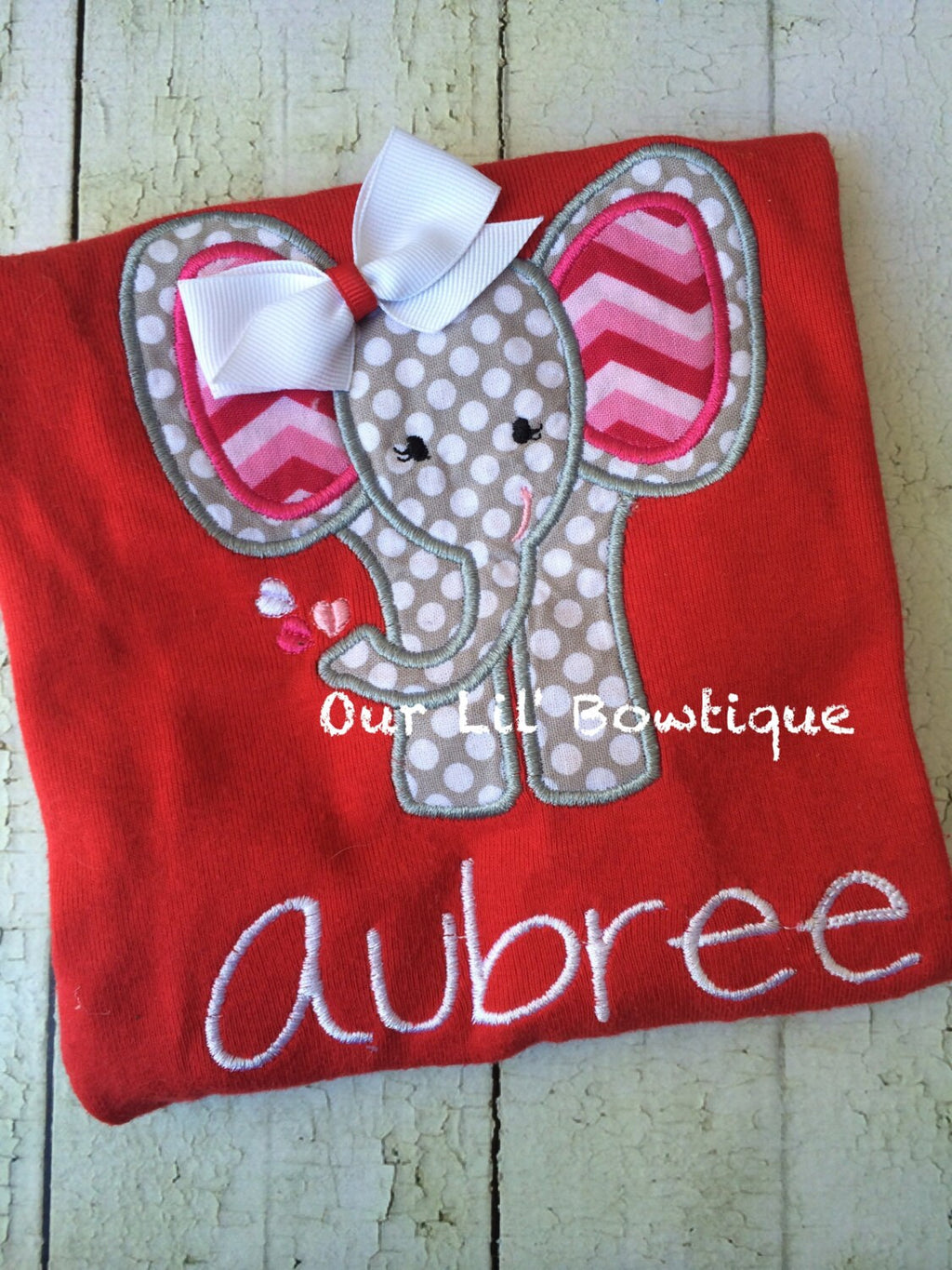 Personalized Valentine's Day Shirt: Appliqué Elephant Shirt