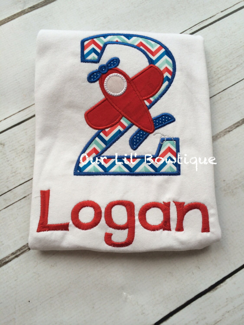 Personalized Airplane Birthday Shirt: Embroidered Cotton Tee