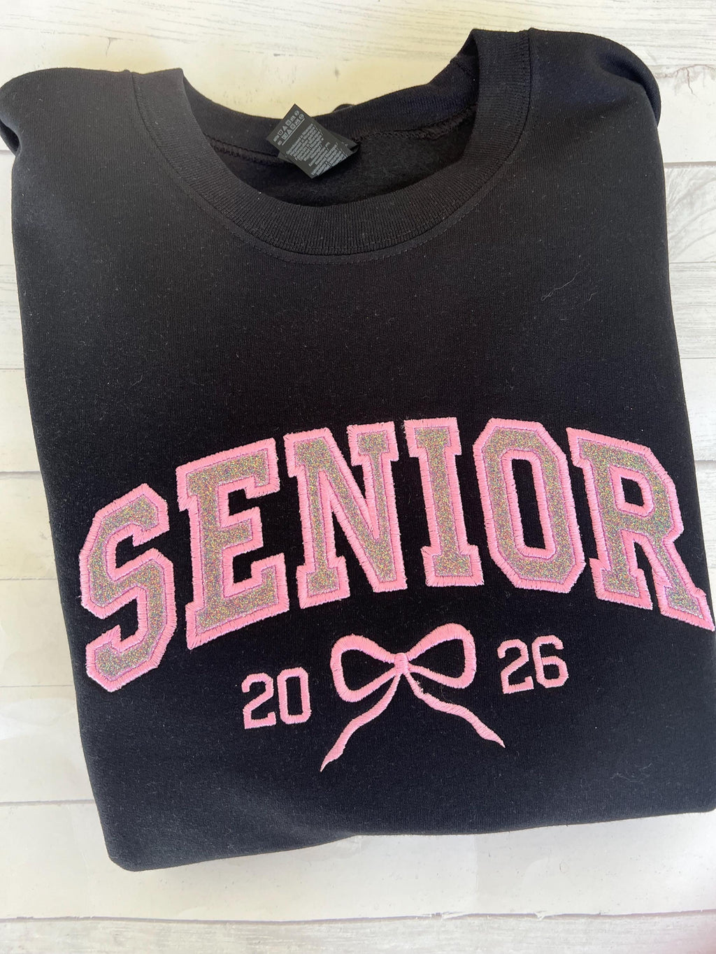Embroidered Senior Sweatshirt with Bow - Custom Graduation Crewneck