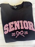 Embroidered Senior Sweatshirt with Bow - Custom Graduation Crewneck
