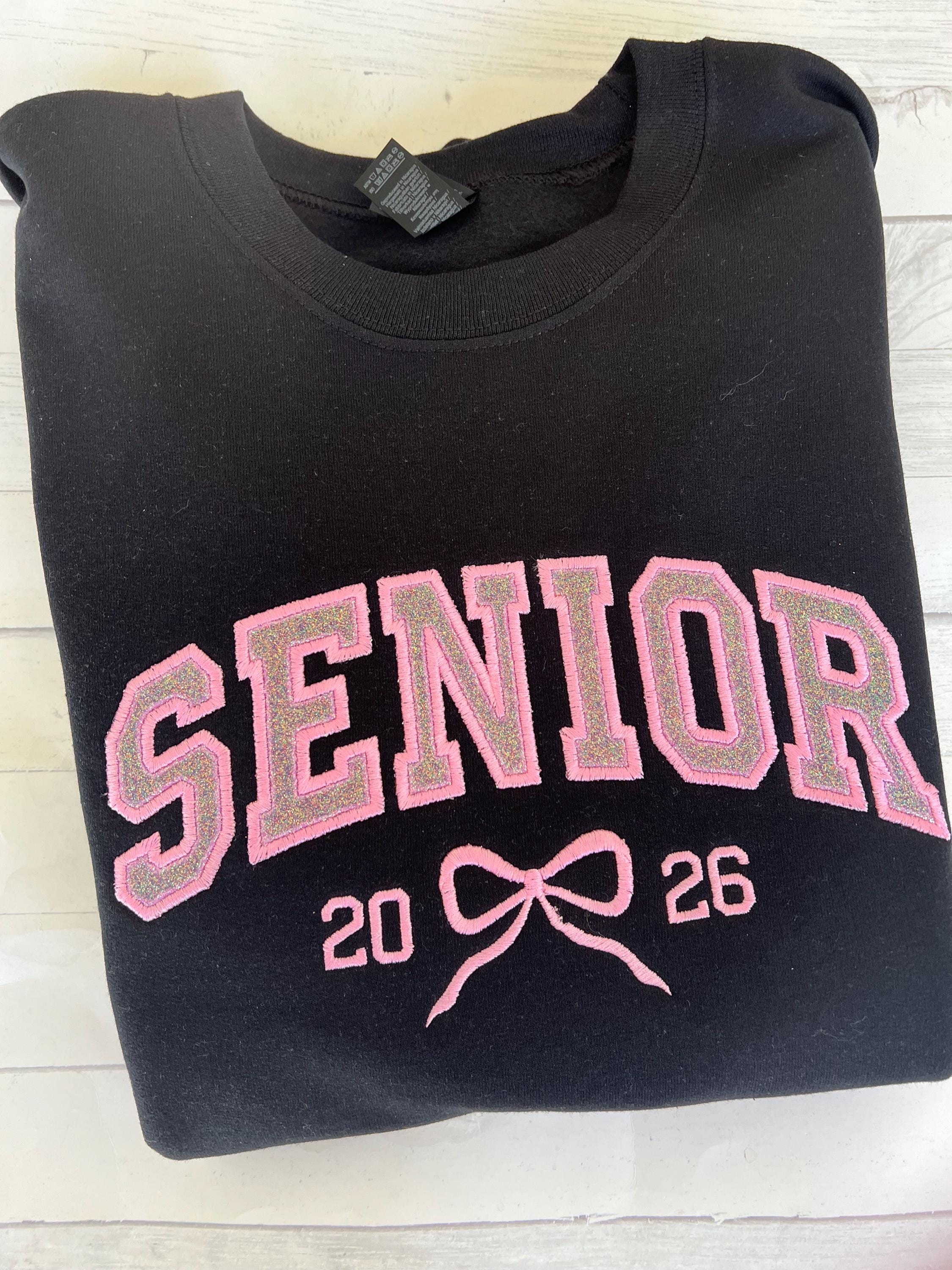 Embroidered Senior Sweatshirt with Bow - Custom Graduation Crewneck