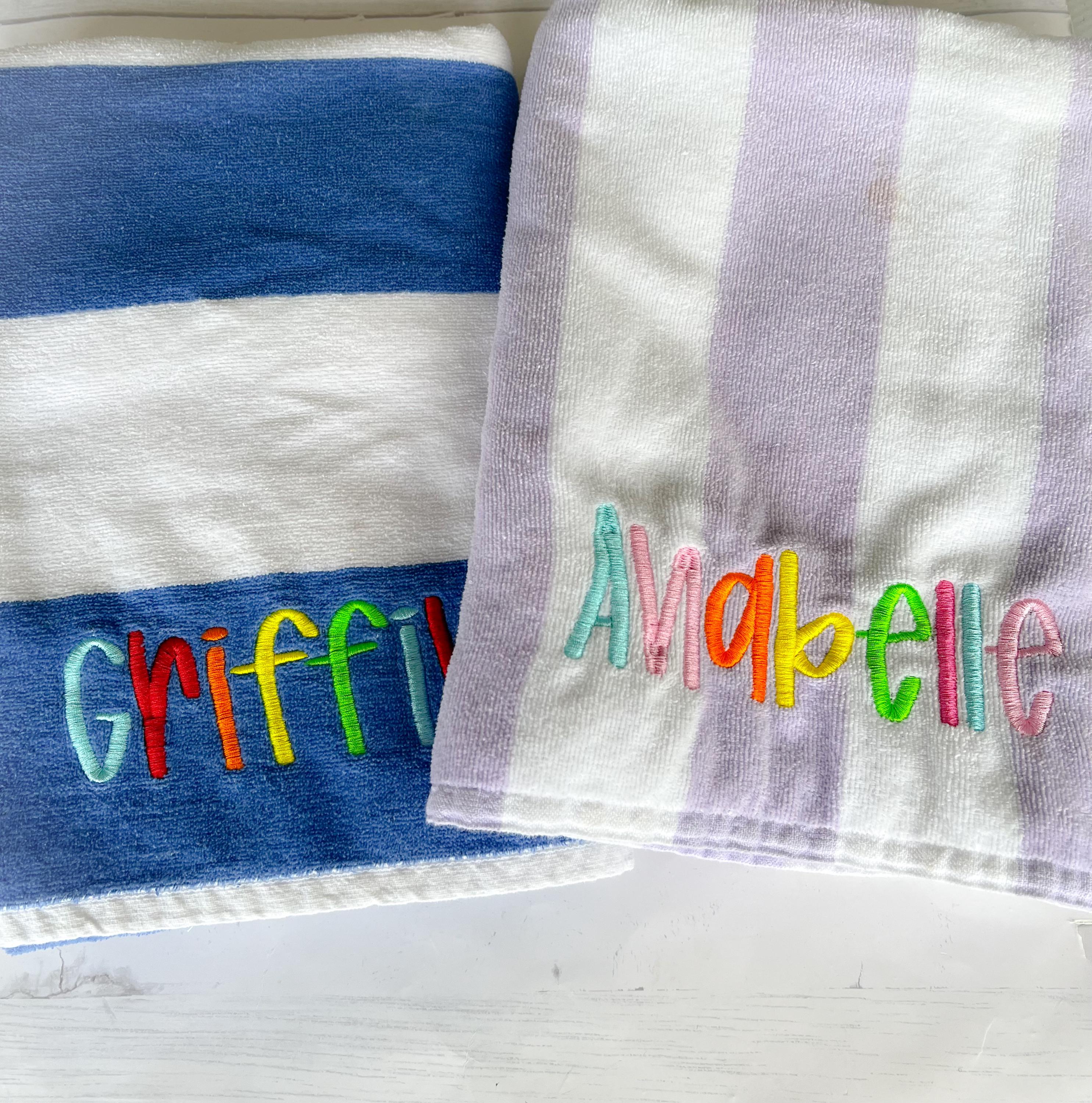 Personalized Beach Towel: Embroidered Monogram, 100% Cotton