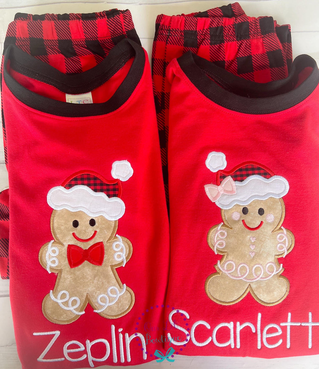 PRE-ORDER Gingerbread Pajamas - Christmas PJs- Pajamas- Personalized Christmas PJs - Christmas Gingerbread- Matching Christmas Pajamas