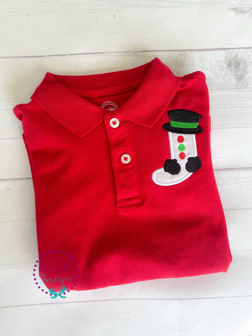 Snowman Monogram Polo - Boys Christmas Shirt