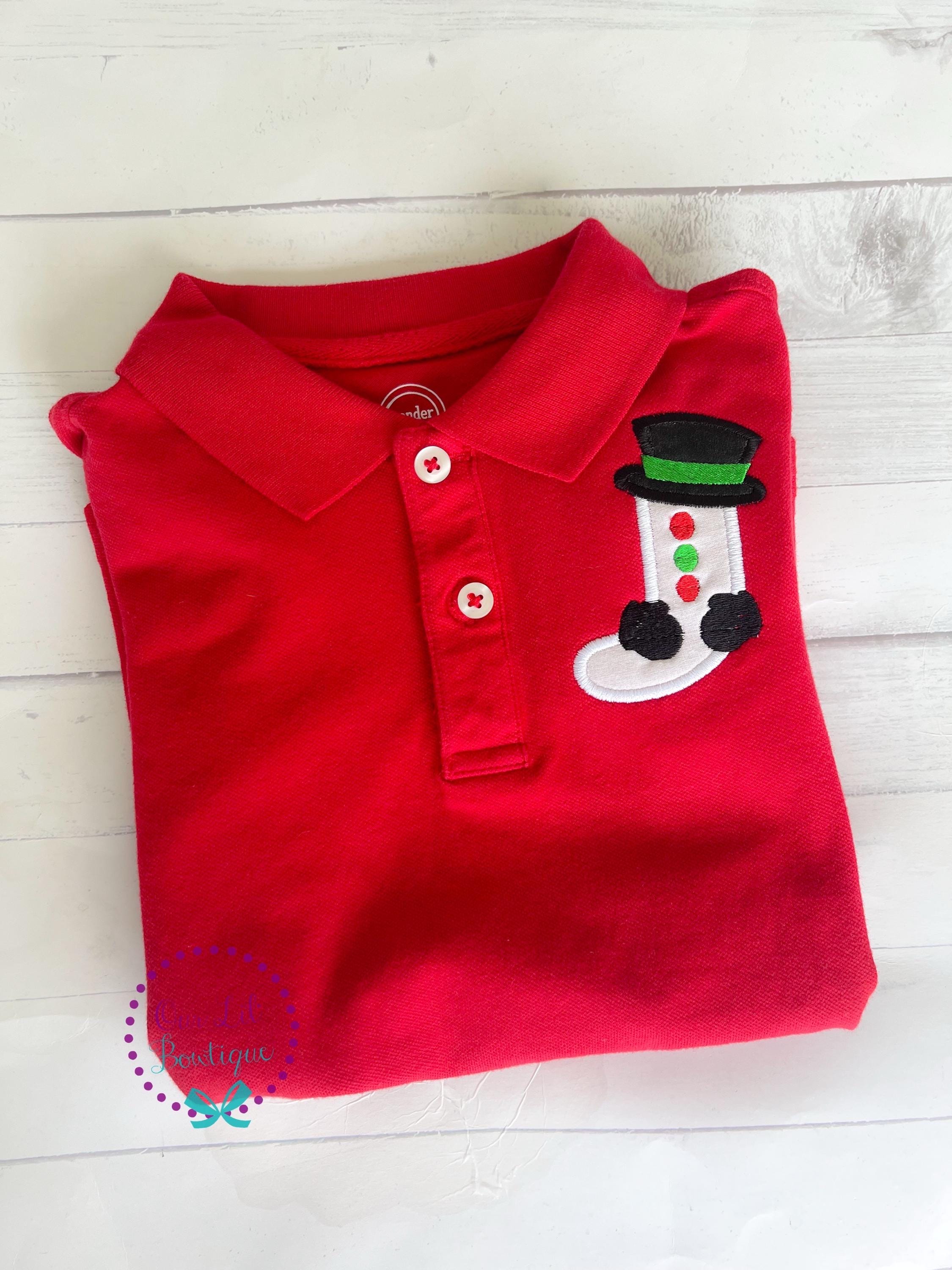 Snowman Monogram Polo - Boys Christmas Shirt