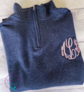 Women's Quarter Zip Monogrammed Sweatshirt - Lightweight Sweatshirt - Monogrammed Sweatshirt - Bridesmaids - Vacation - Gift