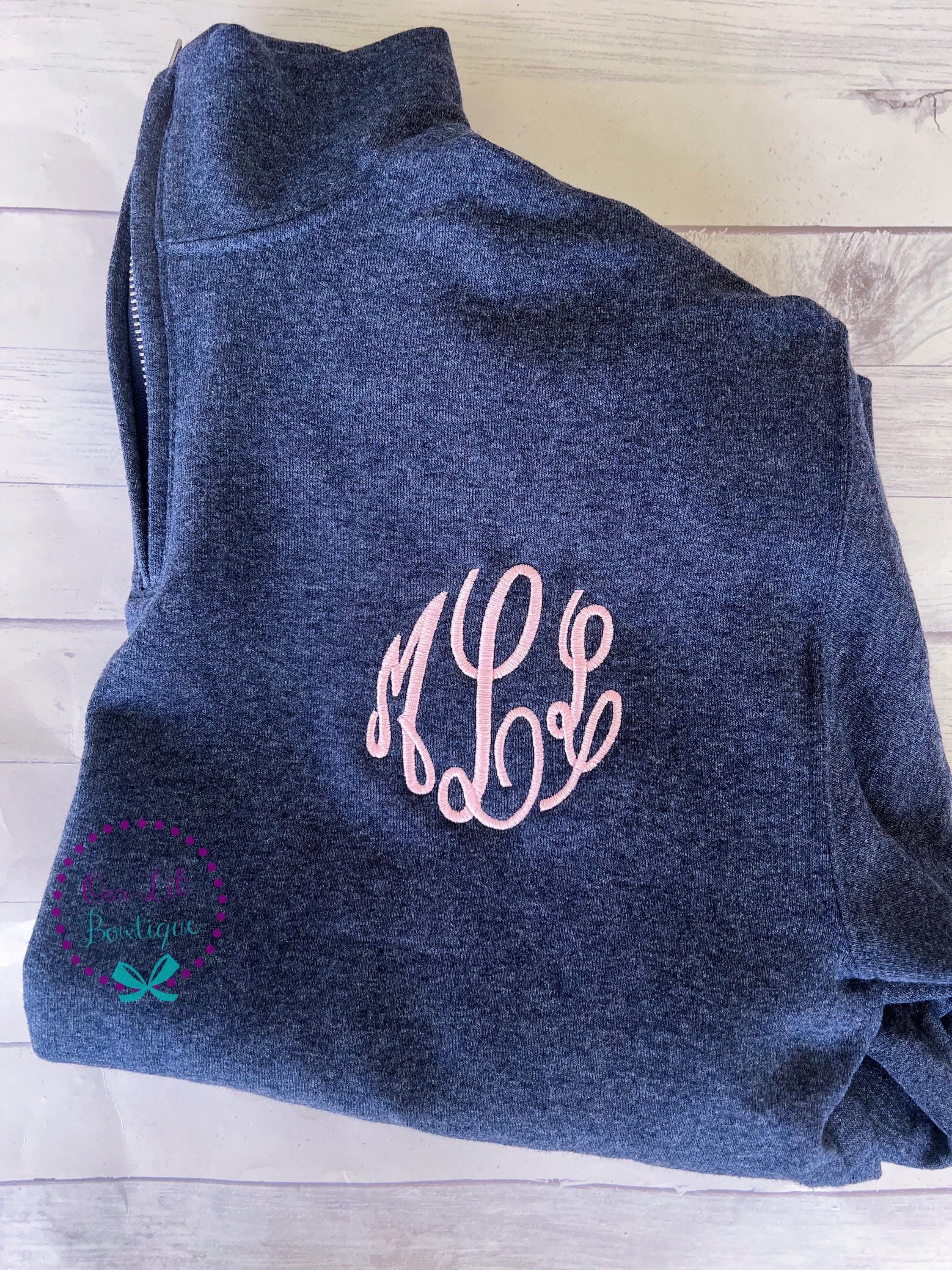 Women's Quarter Zip Monogrammed Sweatshirt - Lightweight Sweatshirt - Monogrammed Sweatshirt - Bridesmaids - Vacation - Gift