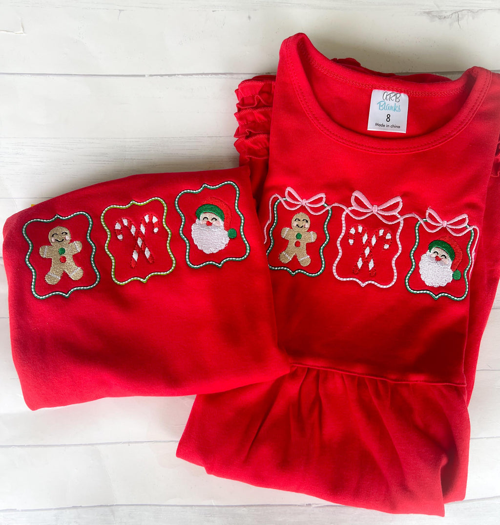 Christmas Dress - Girls Christmas Dress - Santa Dress - Christmas Applique Dress - Christmas Applique Shirt