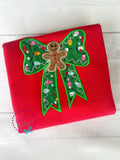 Gingerbread Bow Christmas Applique Shirt - Personalized Girls Holiday Tee
