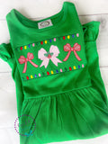 Christmas Dress - Girls Christmas Bow - Christmas Bow Dress - Christmas Applique - Christmas Applique Shirt
