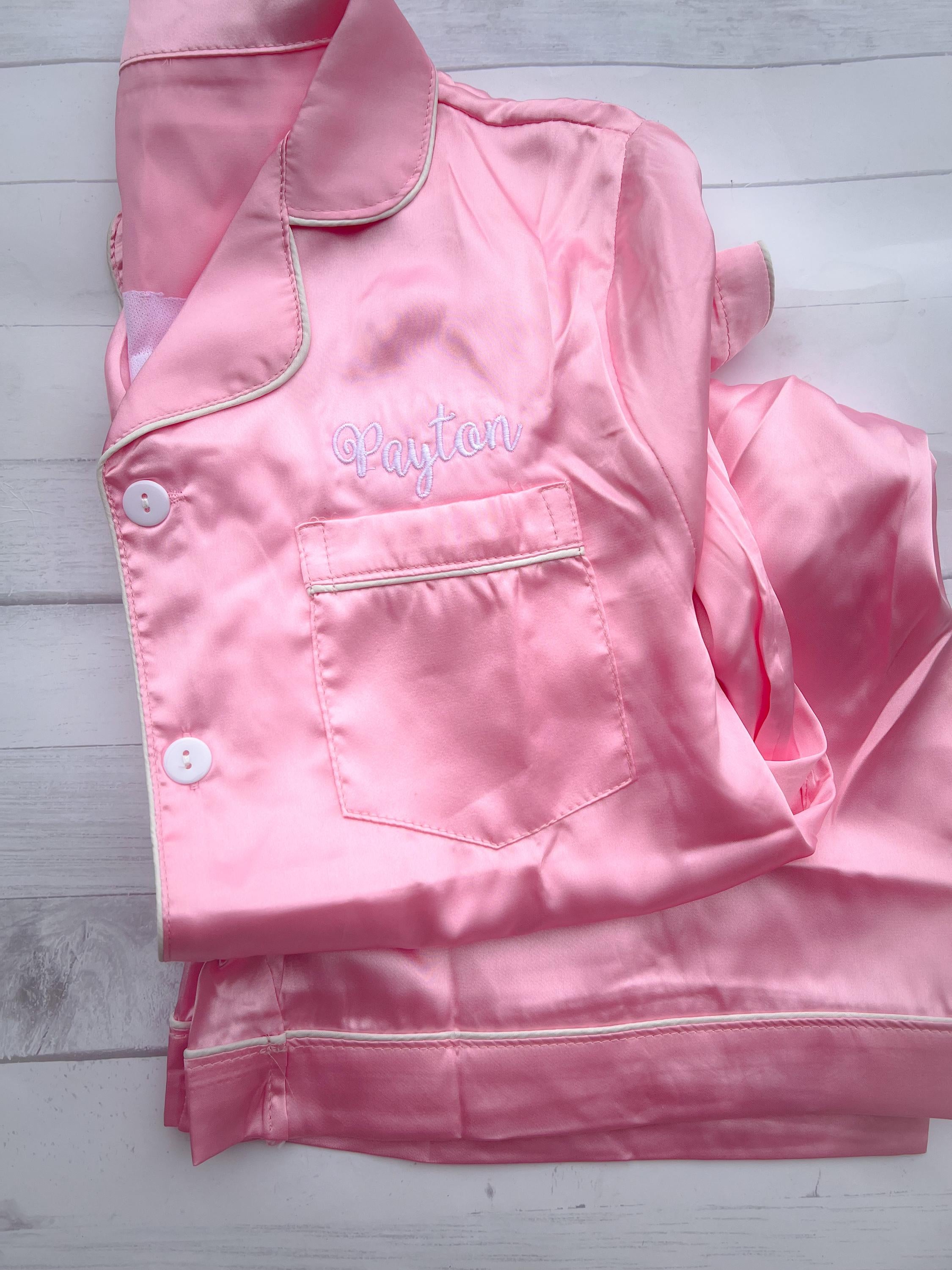 Heart Personalized Pajamas - Silk Pajamas - Silk PJs- Birthday PJs - Valentine Pajamas