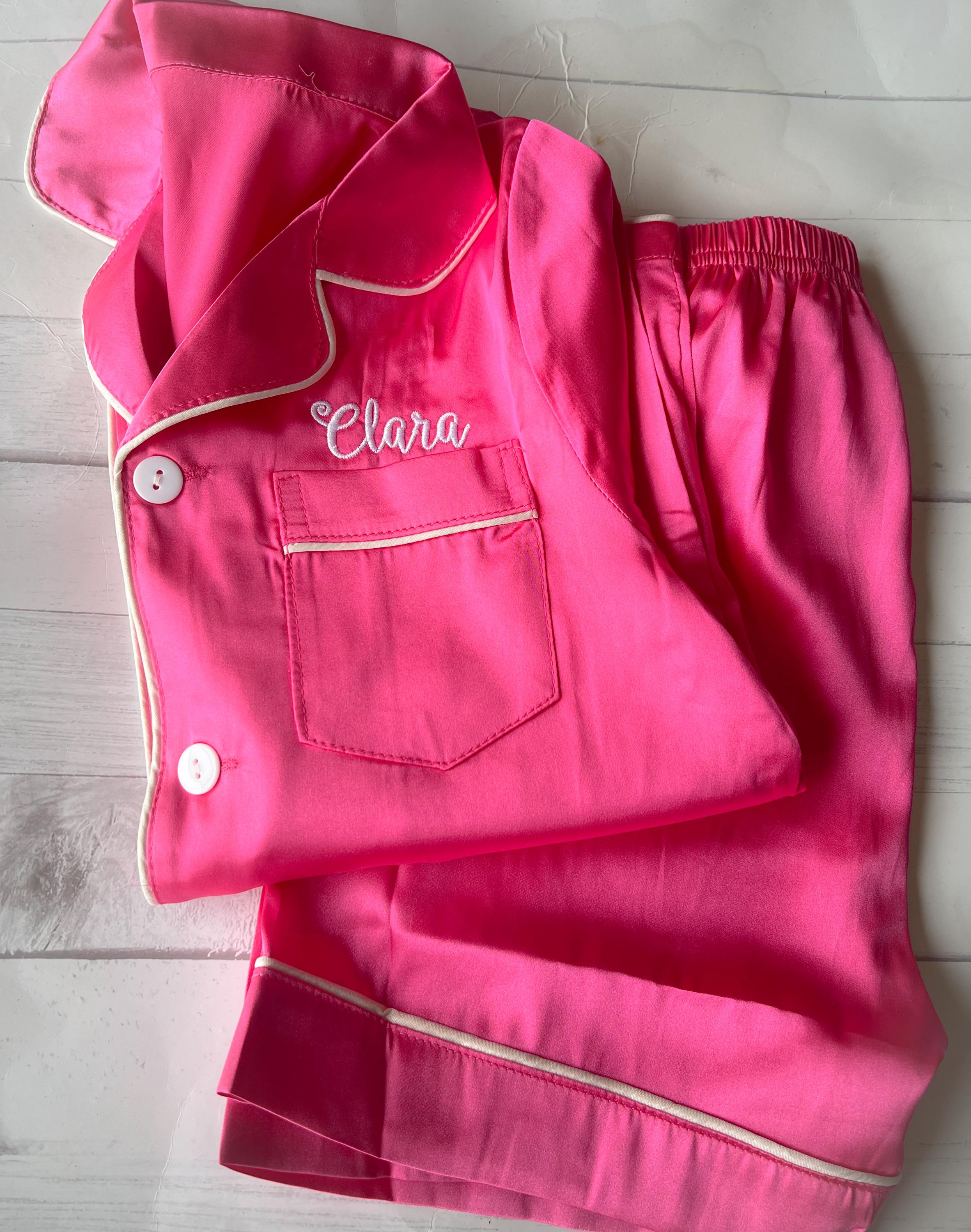 Monogram Pajamas - Personalized Pajamas - Silk Pajamas - Kids PJs - Birthday PJs- Personalized Birthday Shirt