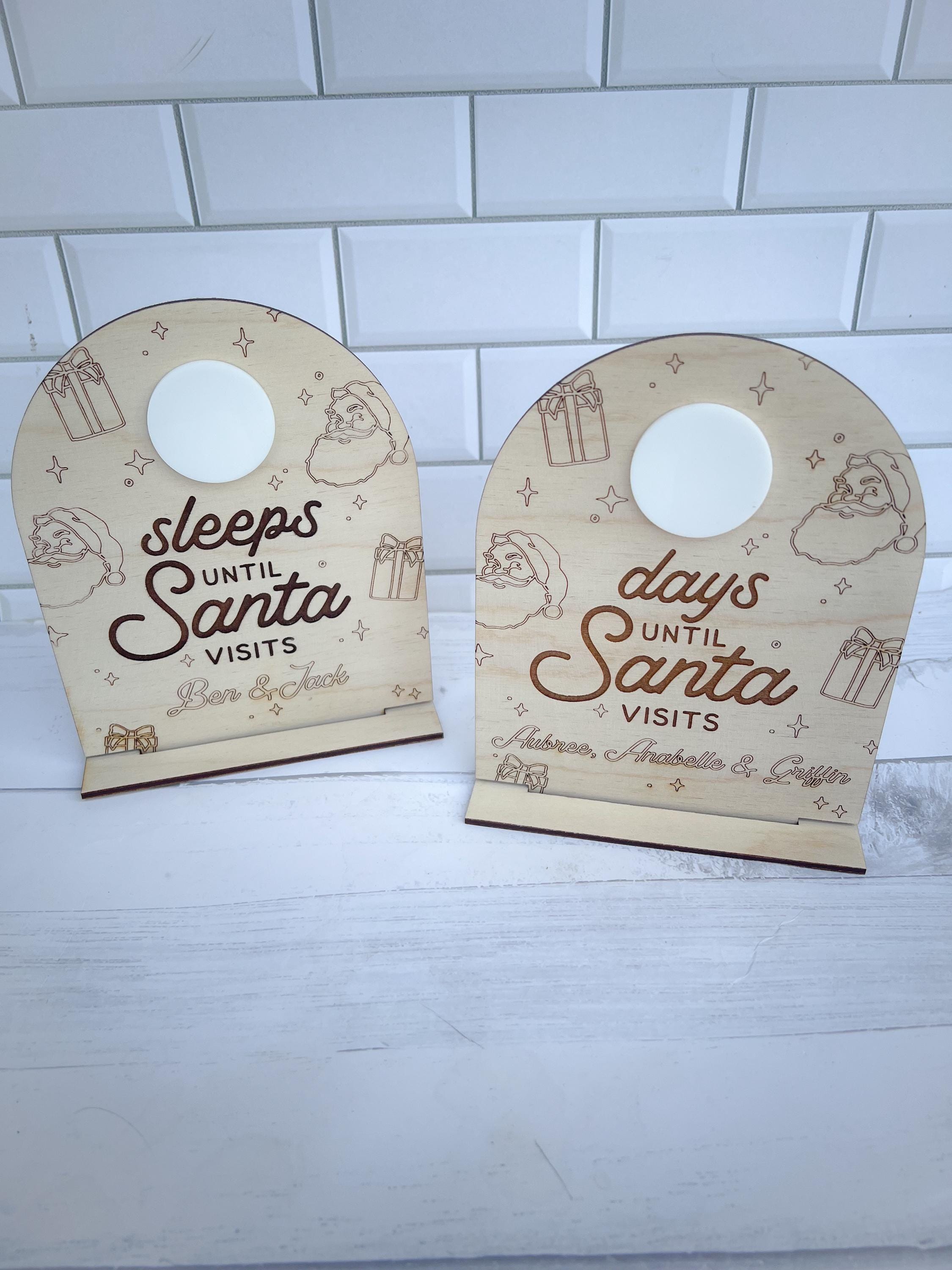 Sleeps Until Santa Comes - Christmas Countdown Sign - Countdown Sign - Write On Sign - Reusable - Personalized