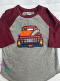 Personalized Fall Truck Raglan Shirt: Halloween Football Applique