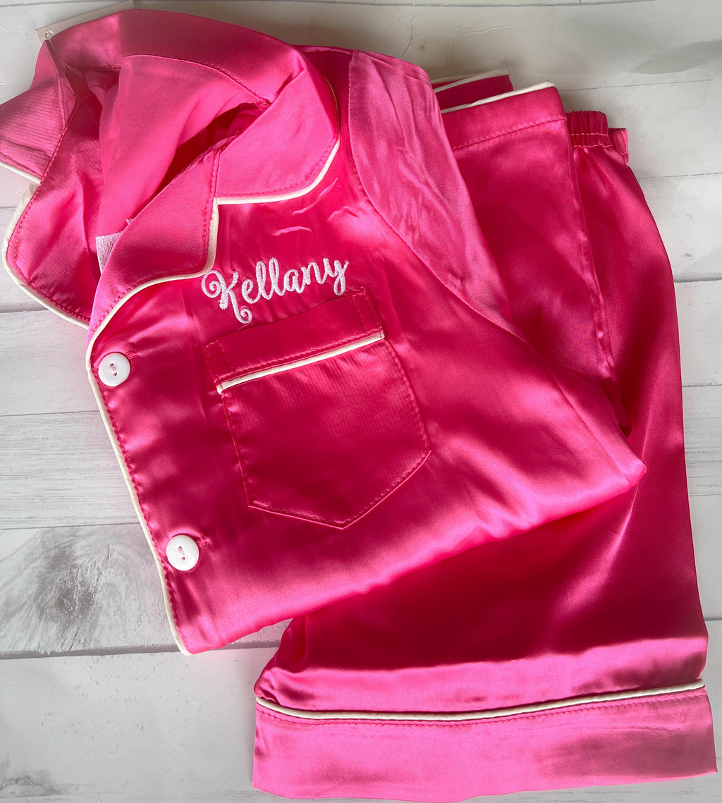 Personalized Pajamas - Silk Pajamas - Kids PJs - Birthday PJs- Personalized Birthday Shirt - Kids Pajamas