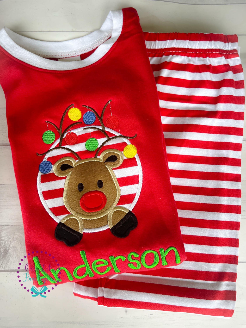 PRE-ORDER Reindeer Christmas Pajamas - Christmas PJs- Pajamas- Personalized Christmas PJs - Christmas Reindeer -Matching Christmas Pajamas