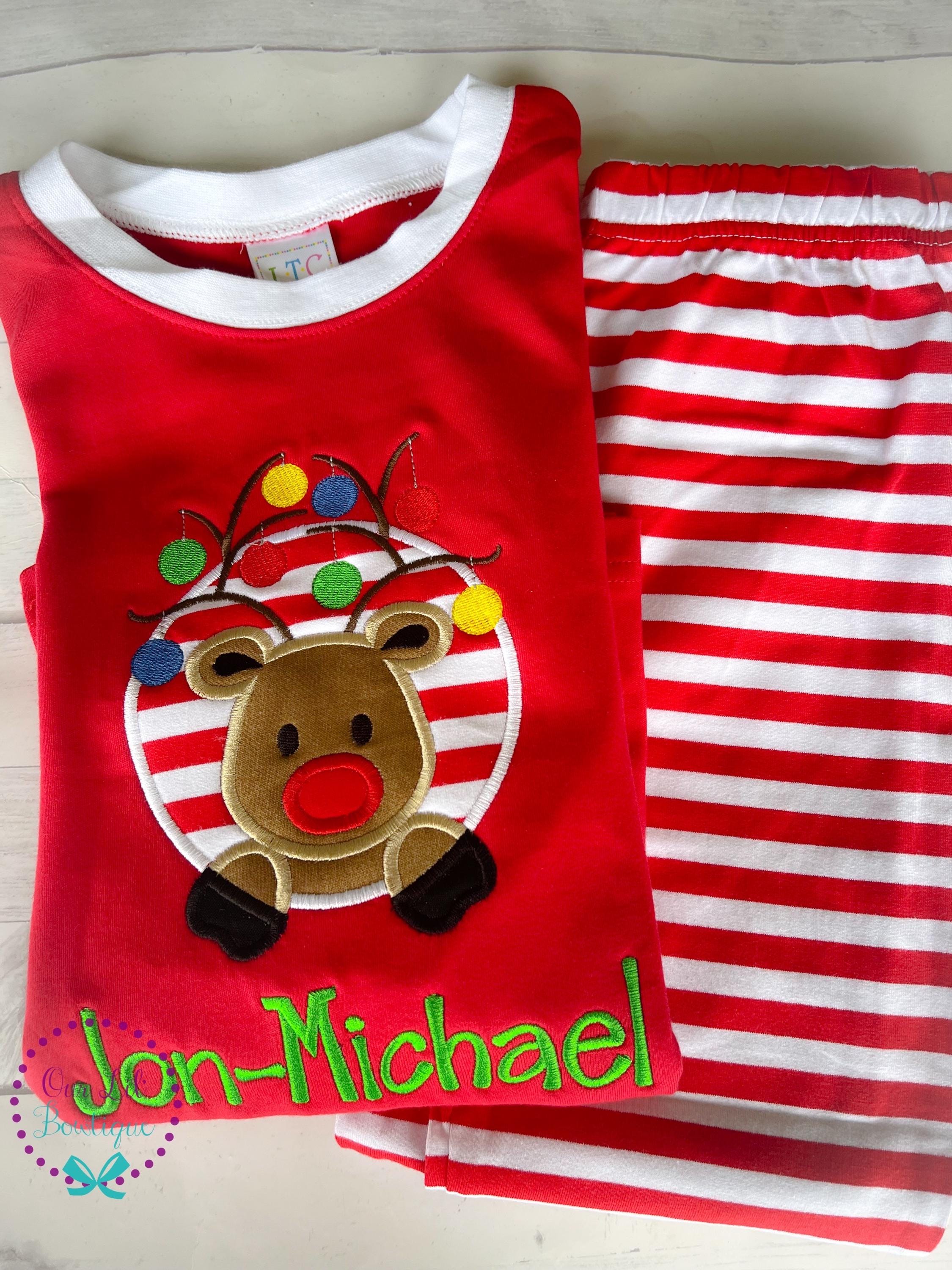 PRE-ORDER Reindeer Christmas Pajamas - Christmas PJs- Pajamas- Personalized Christmas PJs - Christmas Reindeer -Matching Christmas Pajamas